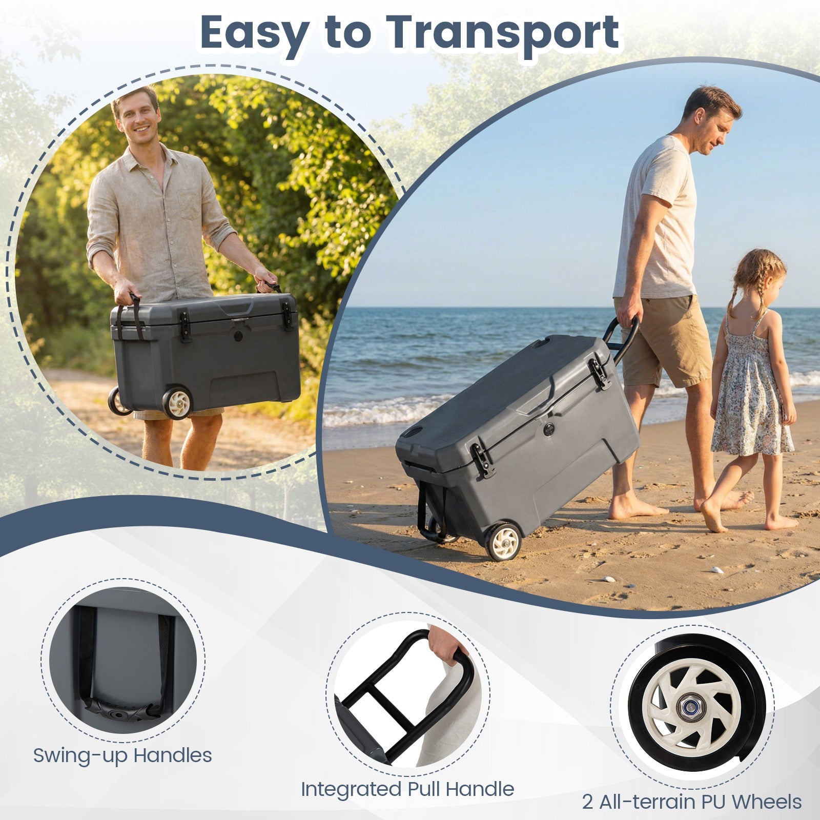 52 Quart Portable Hard Cooler with 6-Day Ice Retention and Wheels - Energize Trek