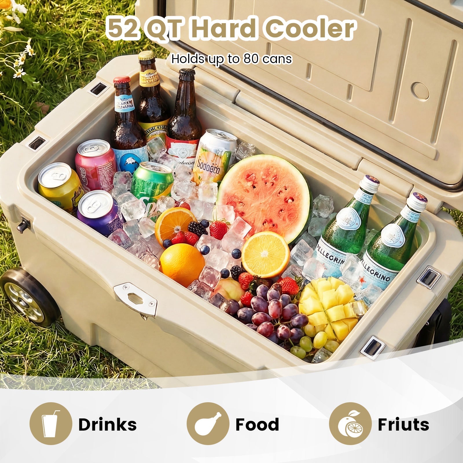 52 Quart Portable Hard Cooler with 6-Day Ice Retention and Wheels - Energize Trek