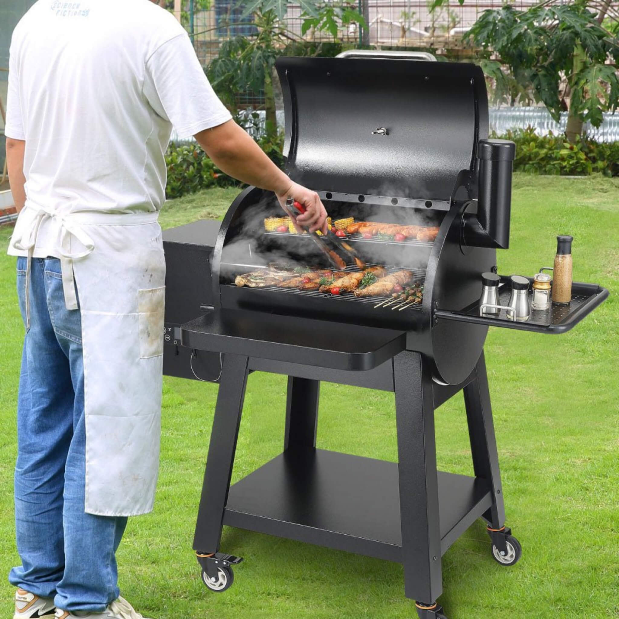 53" Heavy Duty Portable Wood Pellet BBQ Grill With Cart (SAK93641) - Energize Trek