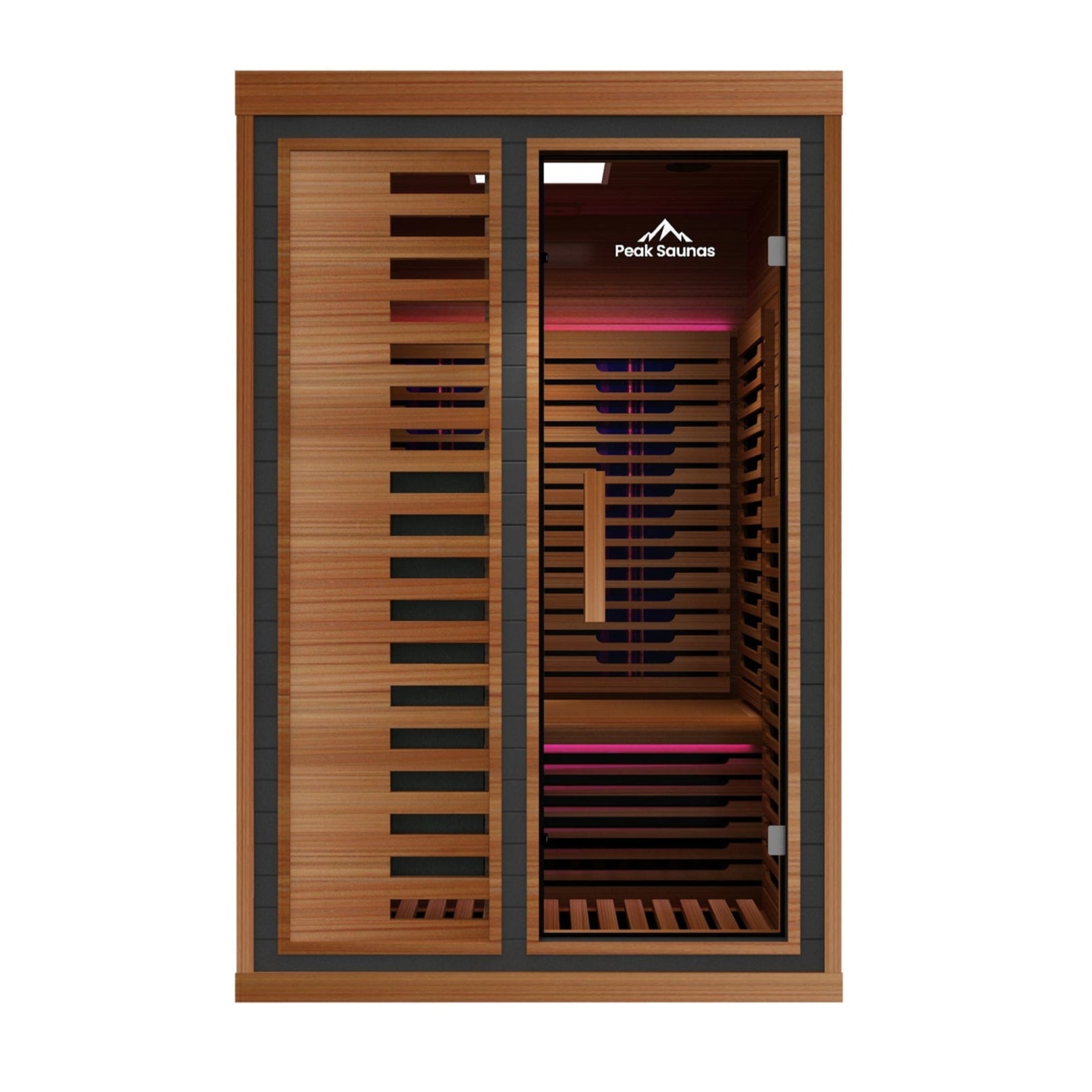 Peak Saunas Fuji 2-Person Full Spectrum Infrared Sauna with XL Medical-Grade Red Light Therapy & Smart WiFi App Control - Energize Trek