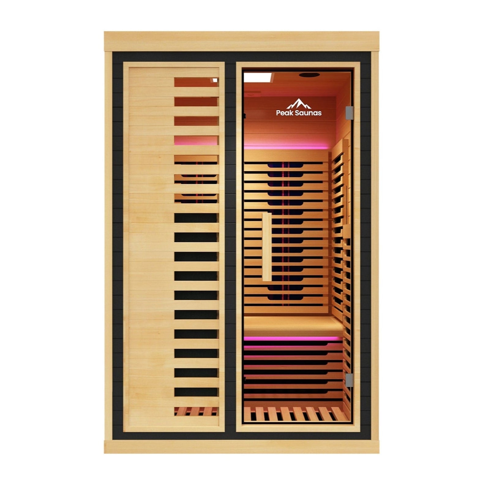 Peak Saunas Everest 2-Person Full Spectrum Infrared Sauna with XL Medical-Grade Red Light Therapy & Smart WiFi App Control - Energize Trek