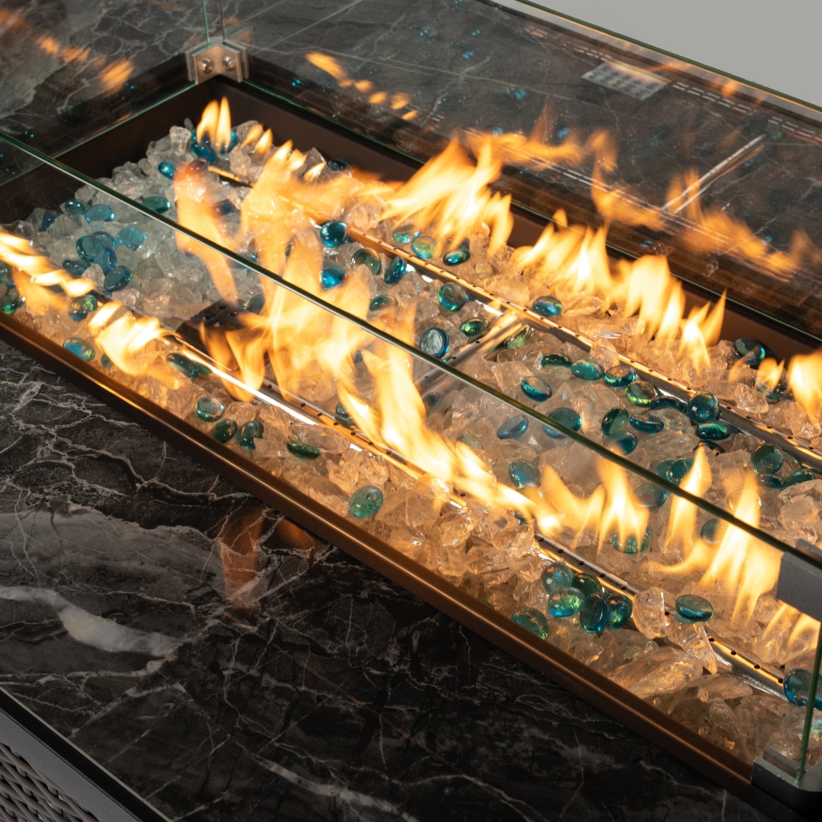 44 Outdoor Propane Fire Pit Table, Ceramic Tabletop Gas Fire Table