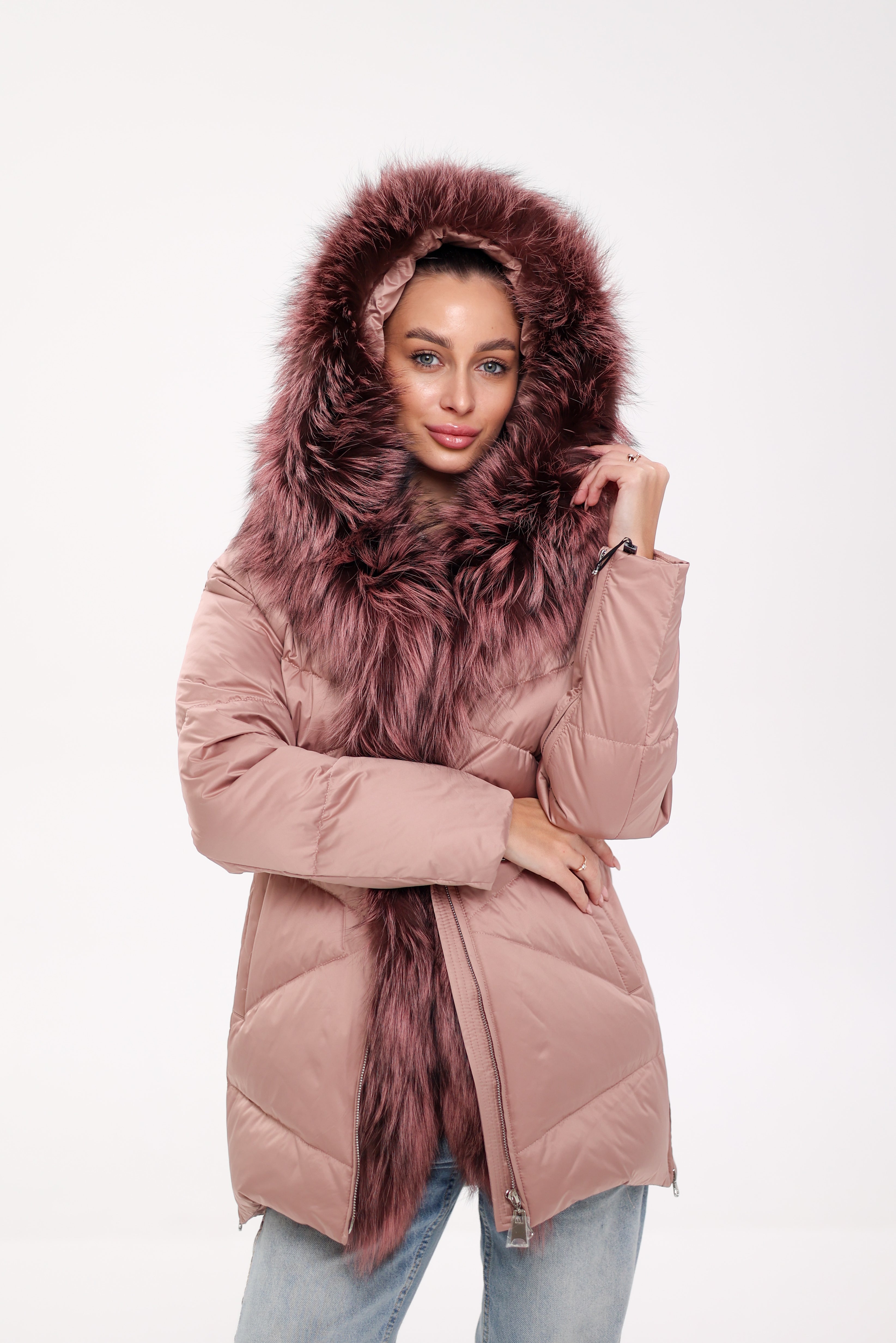 Genuine Silver Fox Fur Trim Down Insulated Parka - Energize Trek
