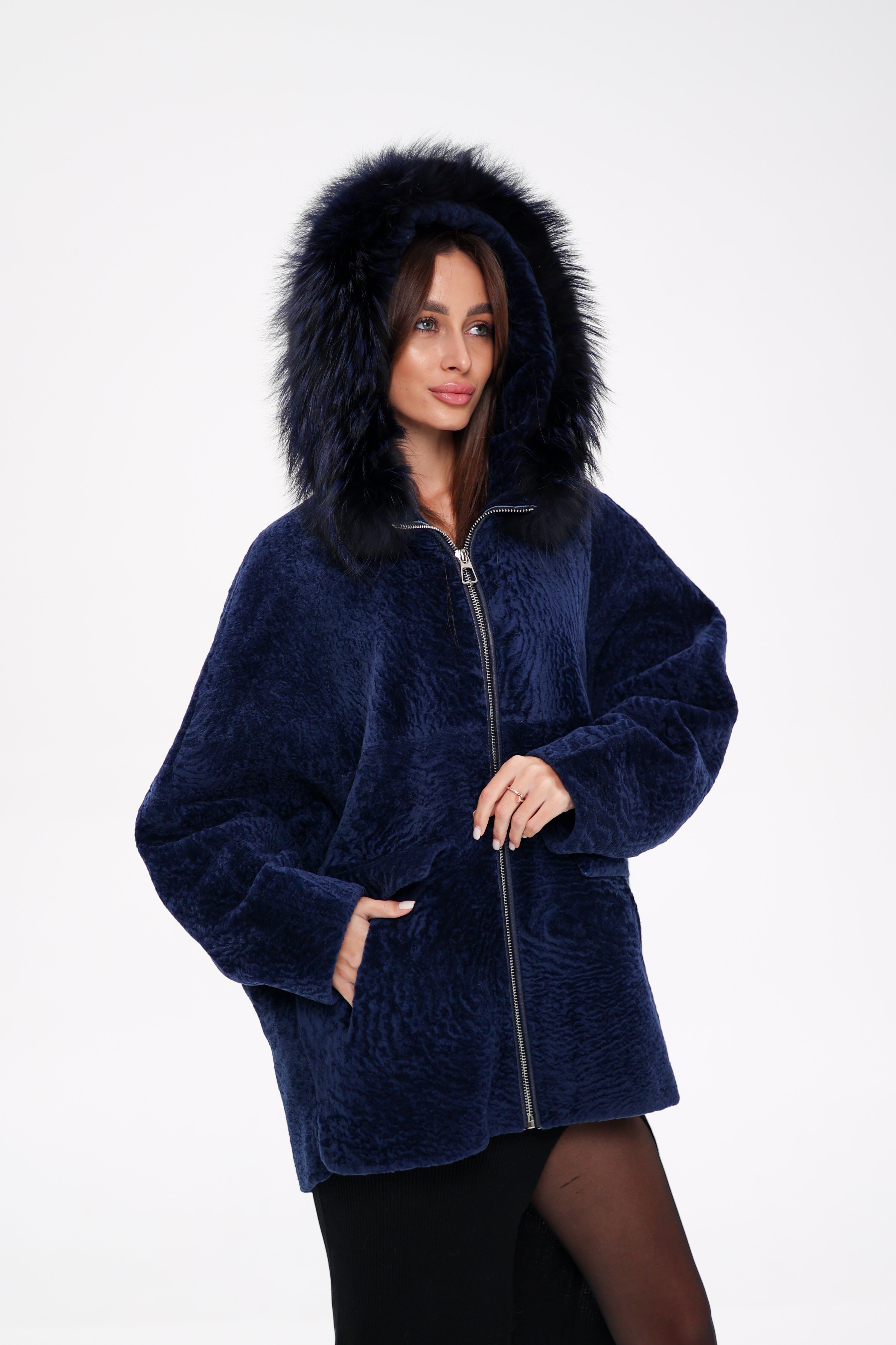 Genuine Shearling Silver Fox Trim Jacket - Energize Trek