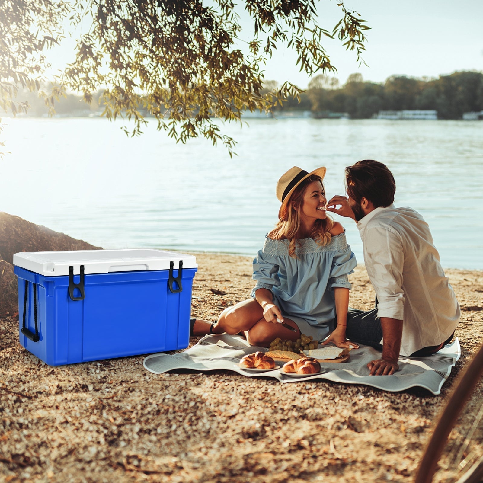 58 Quart Leak-Proof Portable Cooler Ice Box for Camping-Blue - Energize Trek