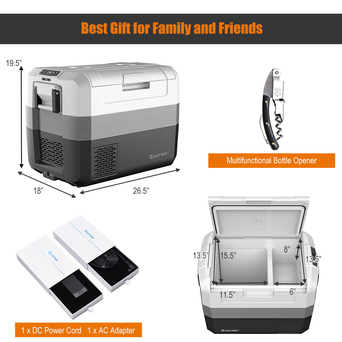 58 Quart Portable Electric Camping Car Cooler - Energize Trek
