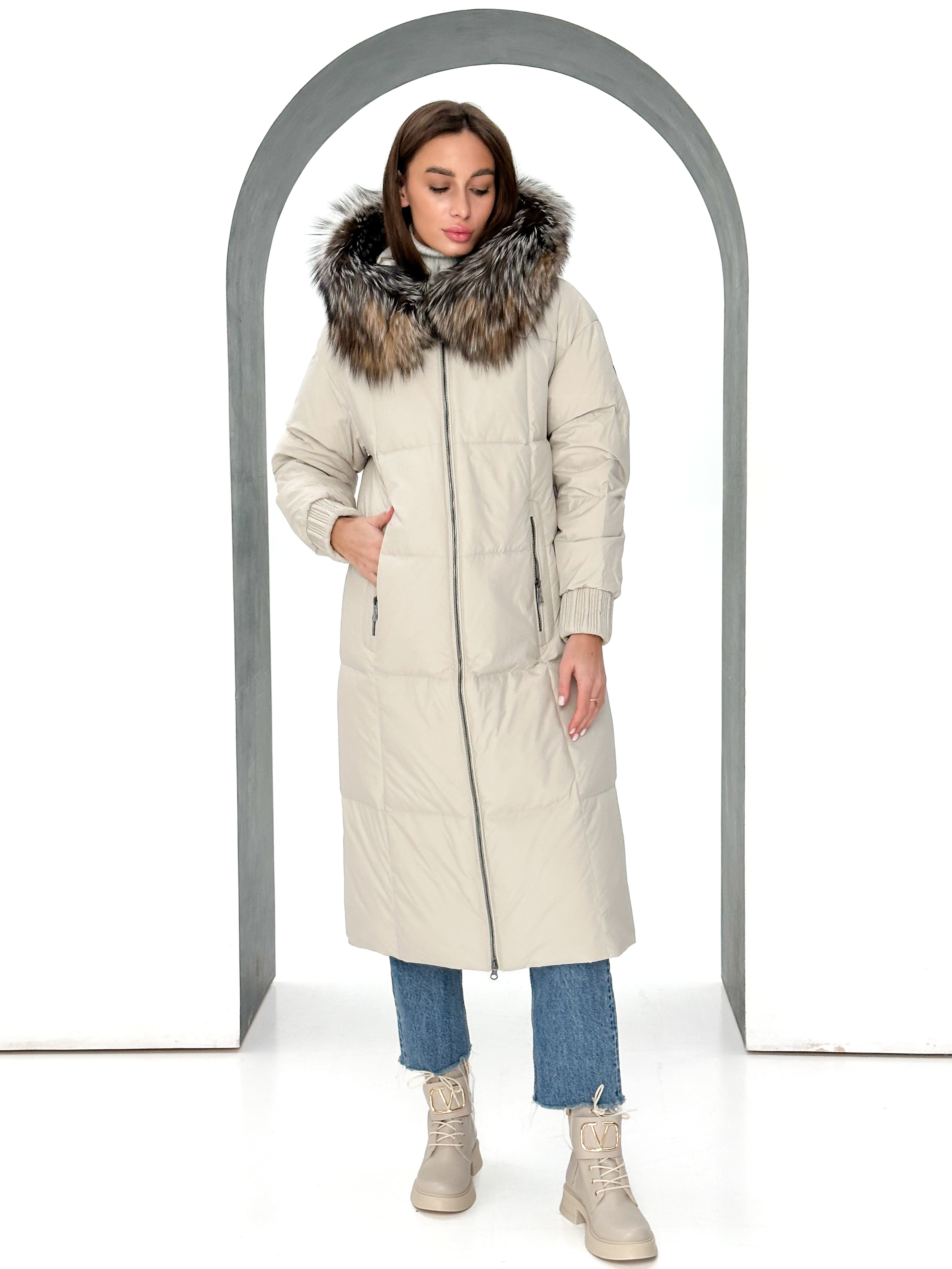 Alice Genuine Silver Fox Down Fill Coat - Energize Trek