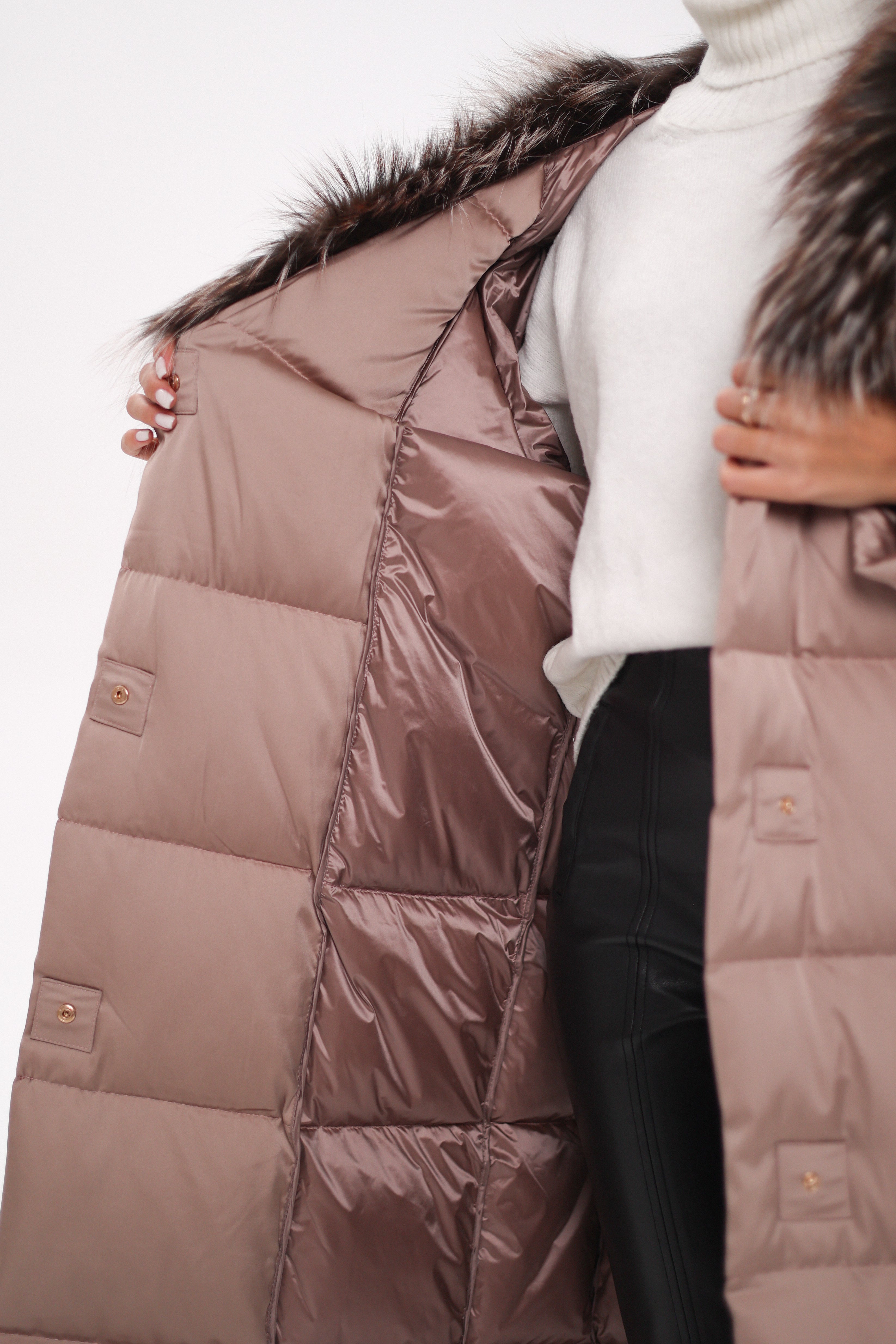 Rei Silver Fox Fully Lined Hood Down Coat in Blush - Energize Trek