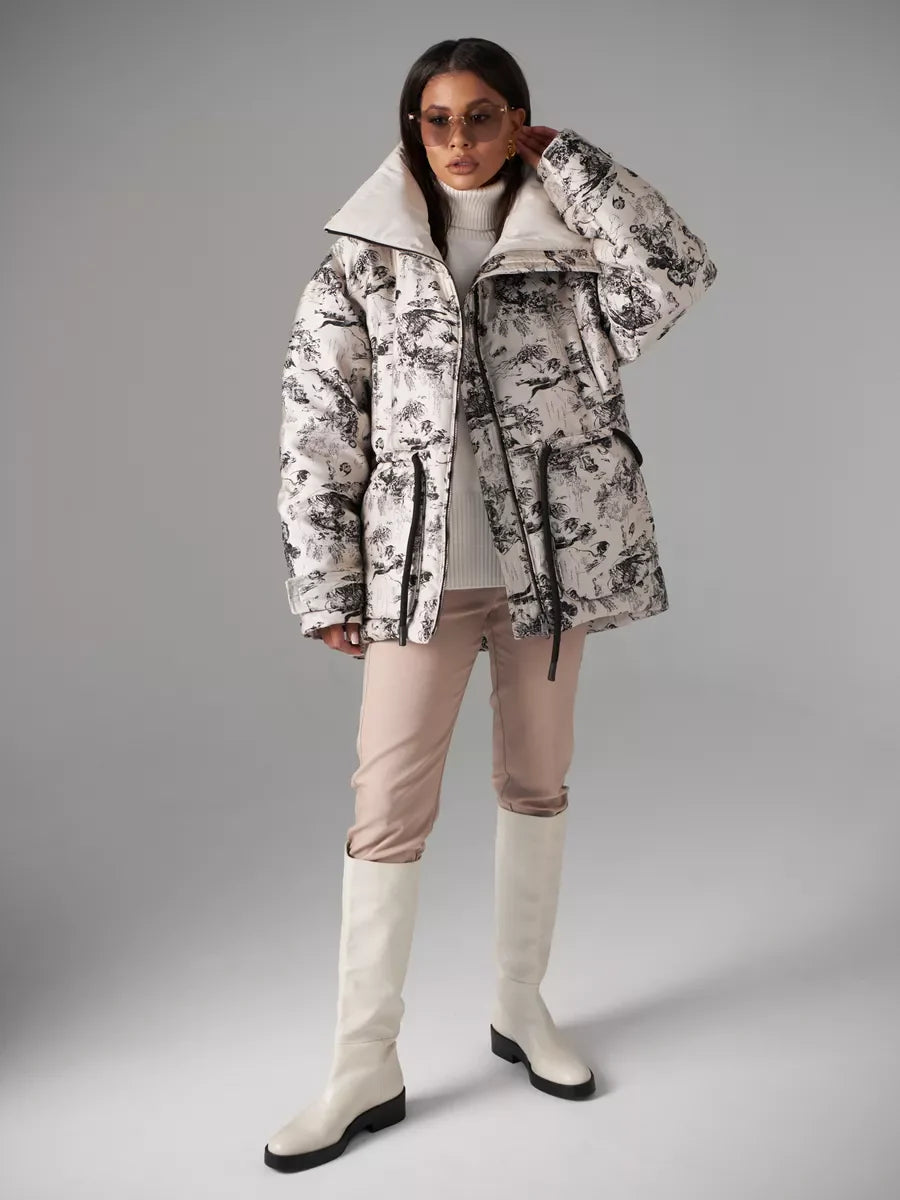 Monochrome Jacquard Down Fill Coat - Energize Trek