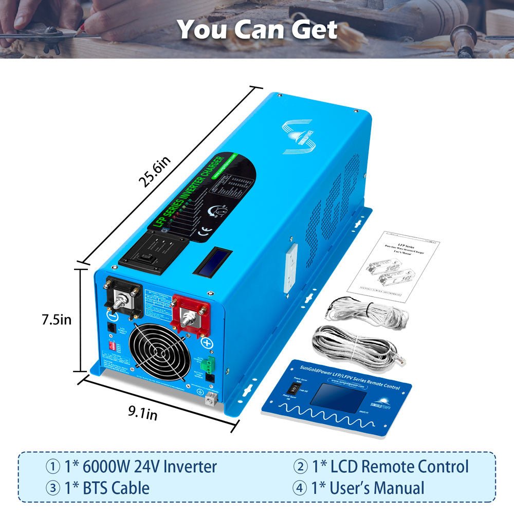 6000W DC 24V/ 48V Split Phase Pure Sine Wave Inverter With Charger - Energize Trek