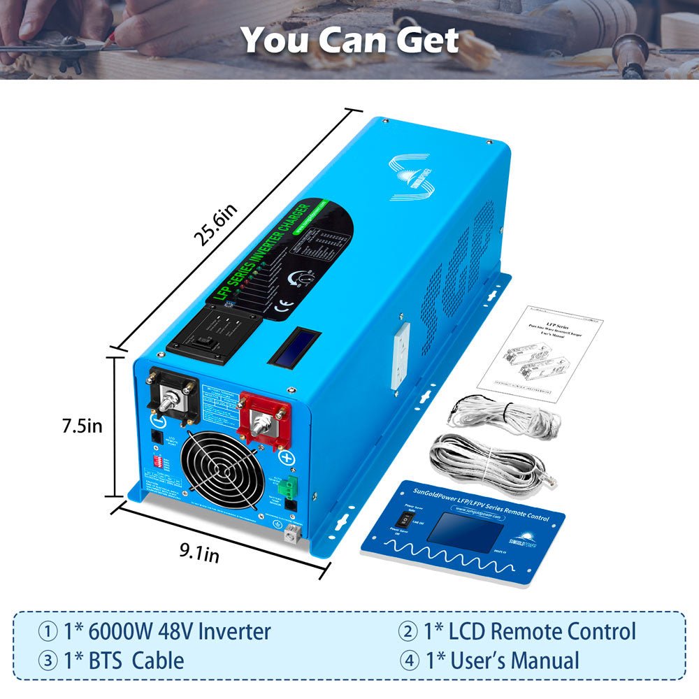 6000W DC 24V/ 48V Split Phase Pure Sine Wave Inverter With Charger - Energize Trek