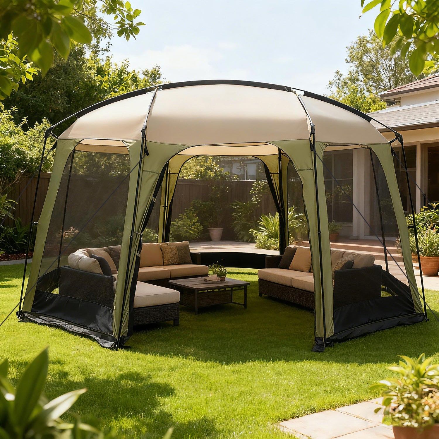 6-8 Person Netted Canopy Tent with Zippered Door - Energize Trek
