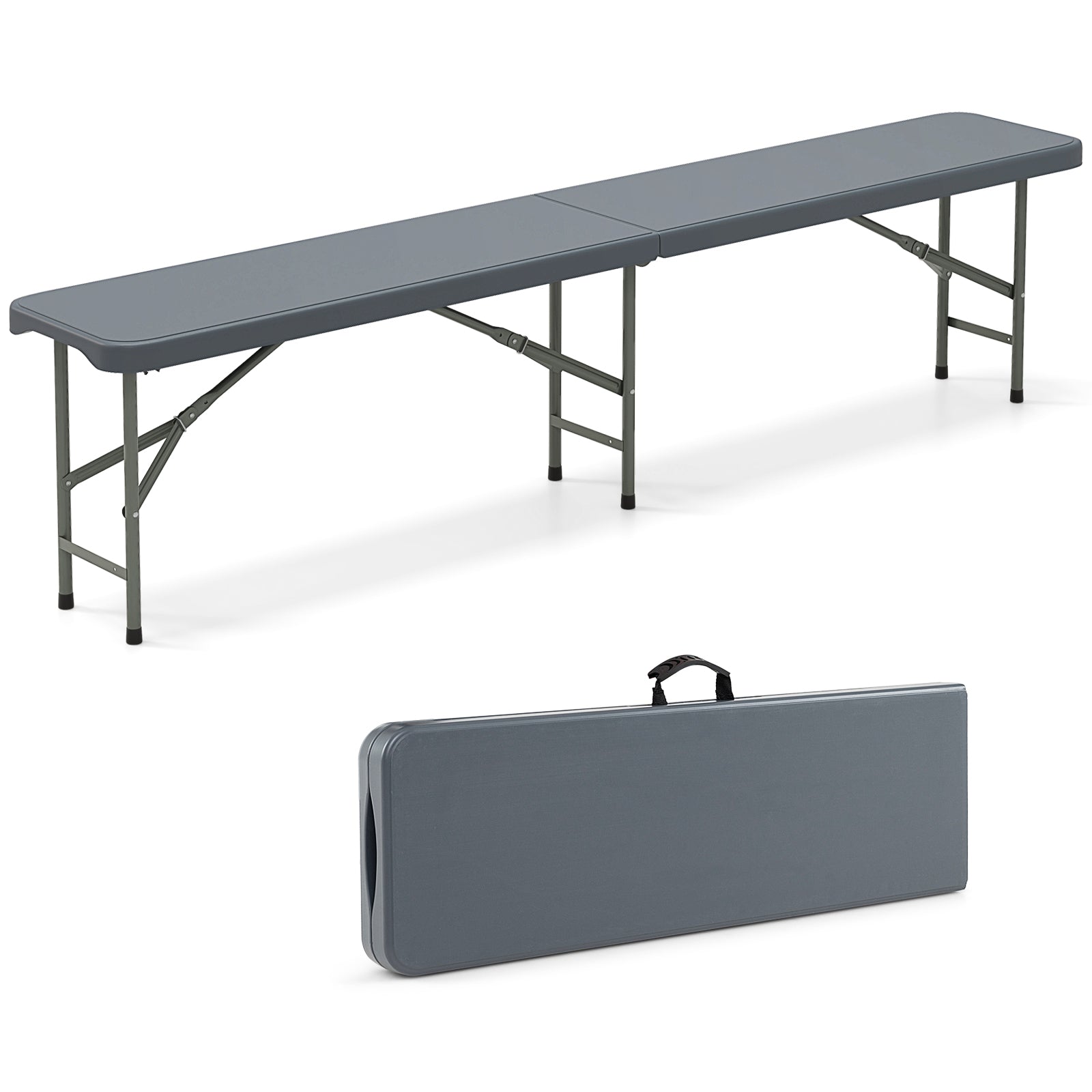 6 Feet Plastic Folding Bench Portable Seat with Handle and Lock - Energize Trek