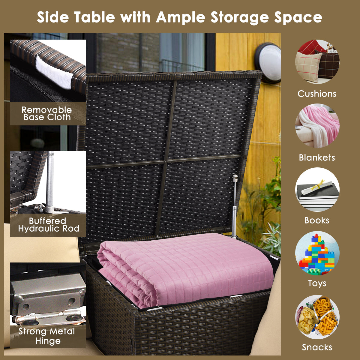 6 Pieces Outdoor Wicker Furniture Set with 32 Inch Propane Fire Pit Table-Beige - Energize Trek