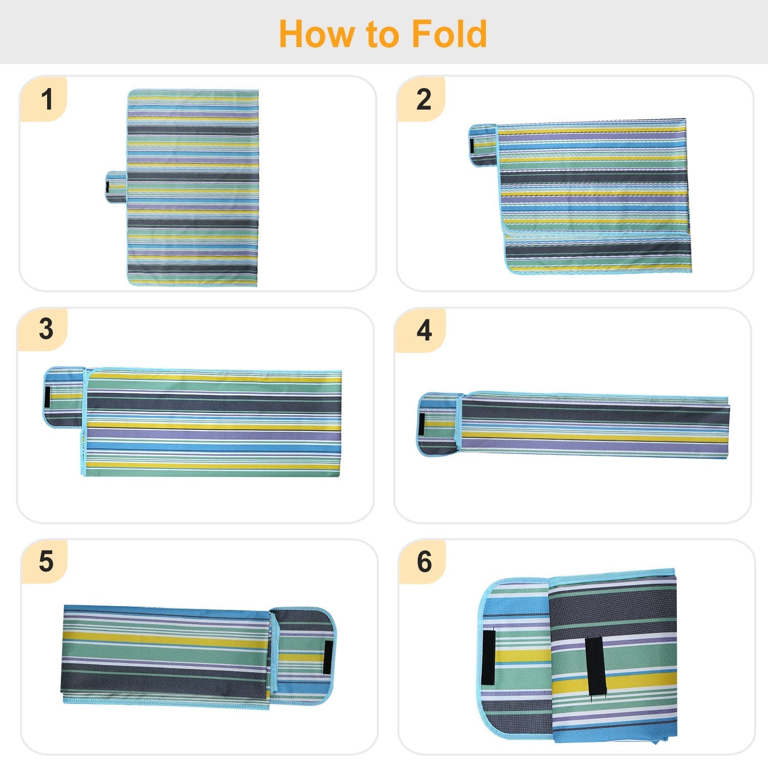 60" x 78" Waterproof Picnic Blanket Handy Mat with Strap Foldable Camping Rug for Camping Hiking Grass Travelling - Energize Trek