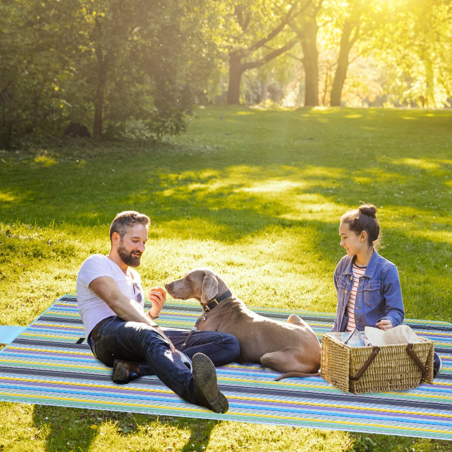 60" x 78" Waterproof Picnic Blanket Handy Mat with Strap Foldable Camping Rug for Camping Hiking Grass Travelling - Energize Trek