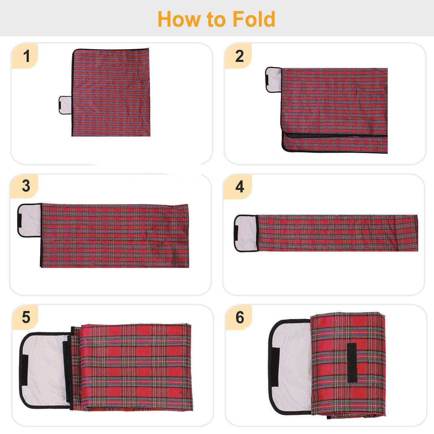 60" x 78" Waterproof Picnic Blanket Handy Mat with Strap Foldable Camping Rug for Camping Hiking Grass Travelling - Energize Trek