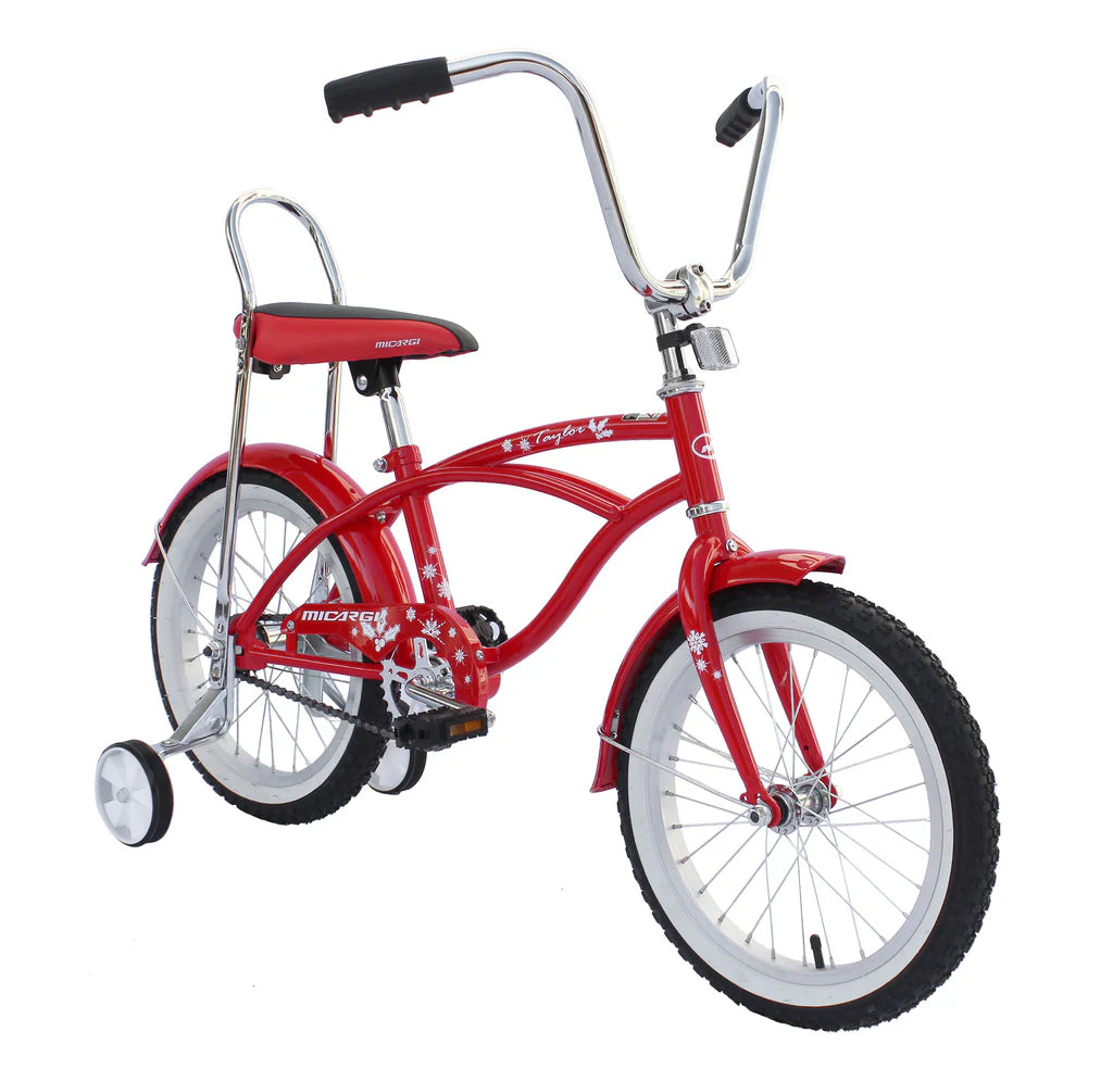 Micargi Taylor 16" Lowrider Coaster Brake One Piece Crank Alloy Rims 16x1.75 28H White Wall Tire, High Rise Handlebar & Black Banana Seat, - Energize Trek