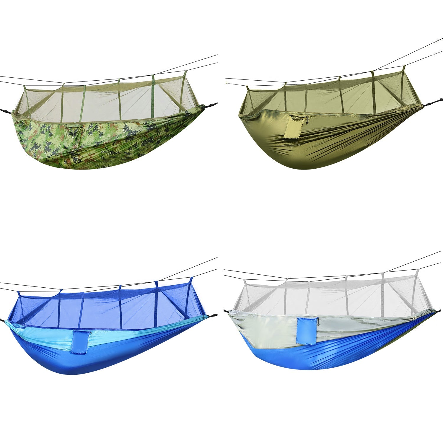600lbs Load 2 Persons Hammock w/Mosquito Net Outdoor Hiking Camping Hommock Portable Nylon Swing Hanging Bed w/ Strap Hook Carry Bag - Energize Trek