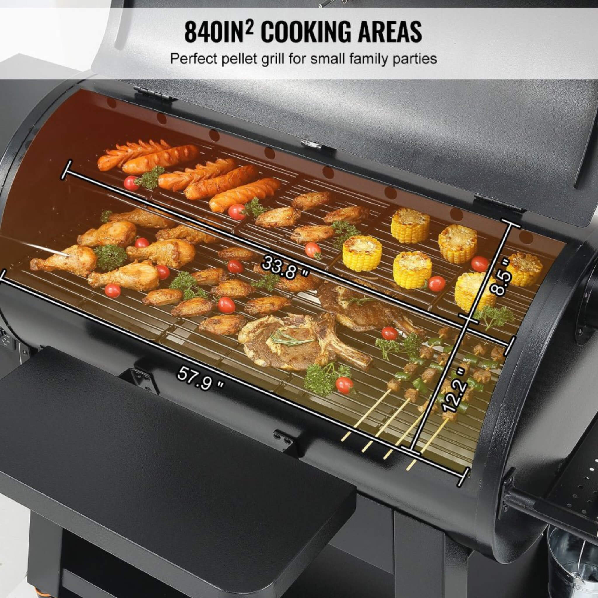 62" Heavy Duty Portable Wood Pellet BBQ Grill With Cart (SAK91308) - Energize Trek