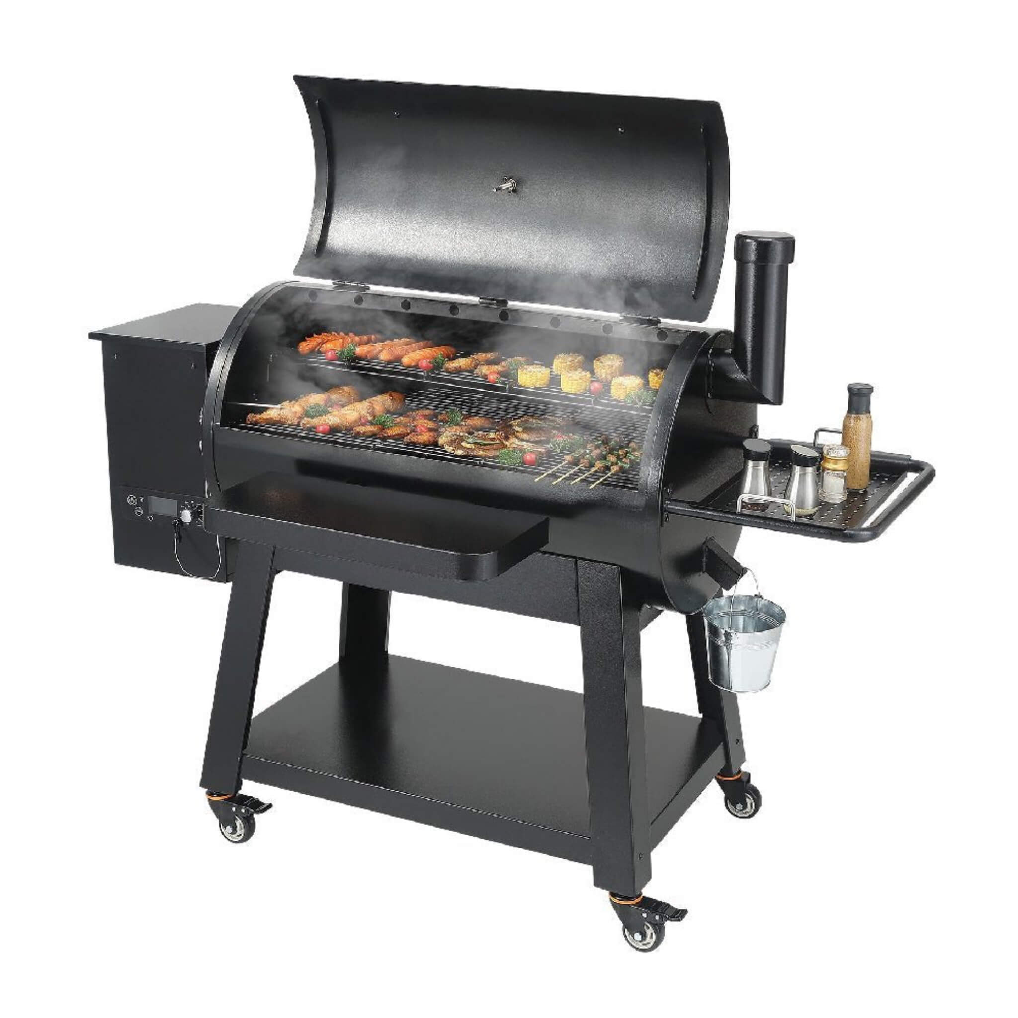 62" Heavy Duty Portable Wood Pellet BBQ Grill With Cart (SAK91308) - Energize Trek
