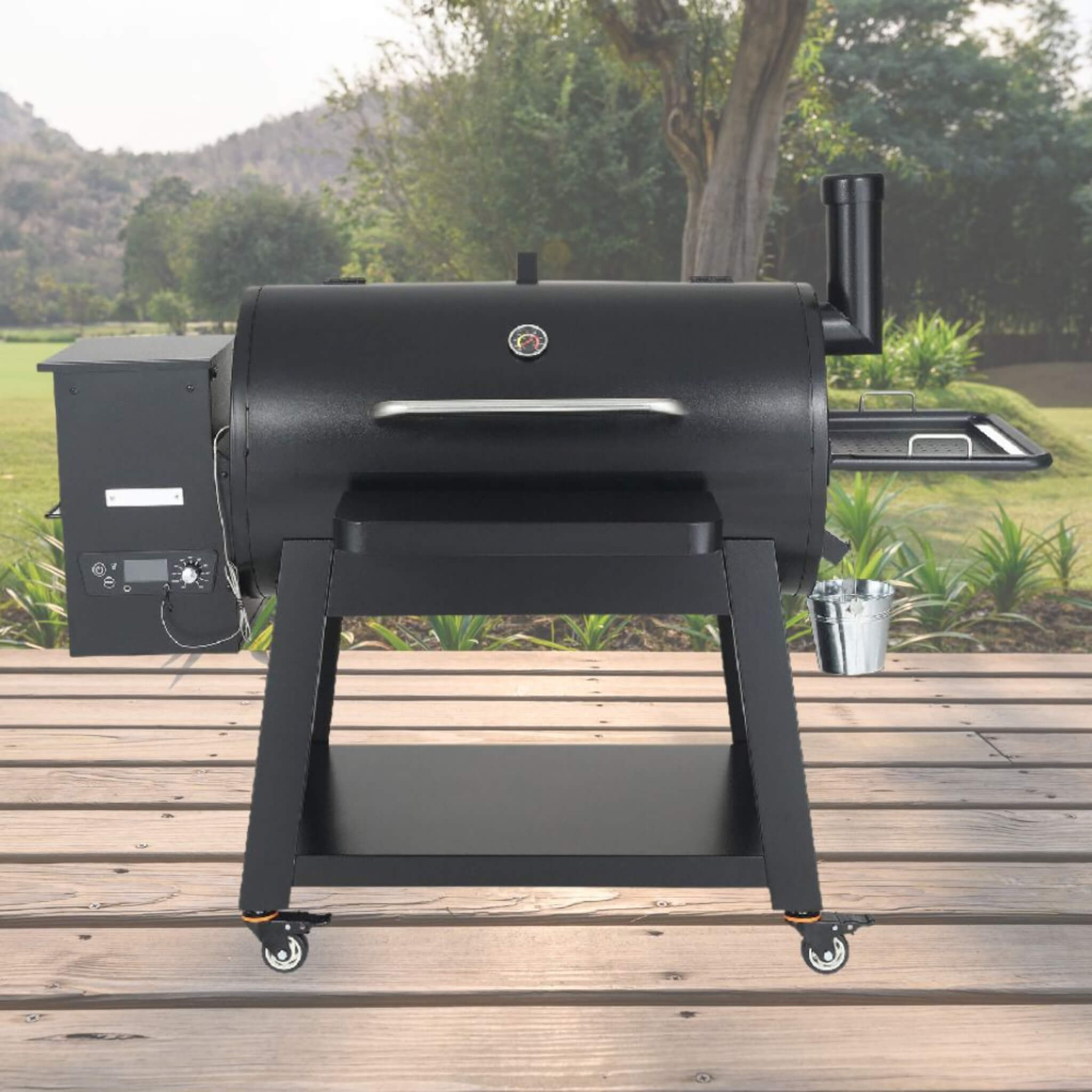 62" Heavy Duty Portable Wood Pellet BBQ Grill With Cart (SAK91308) - Energize Trek