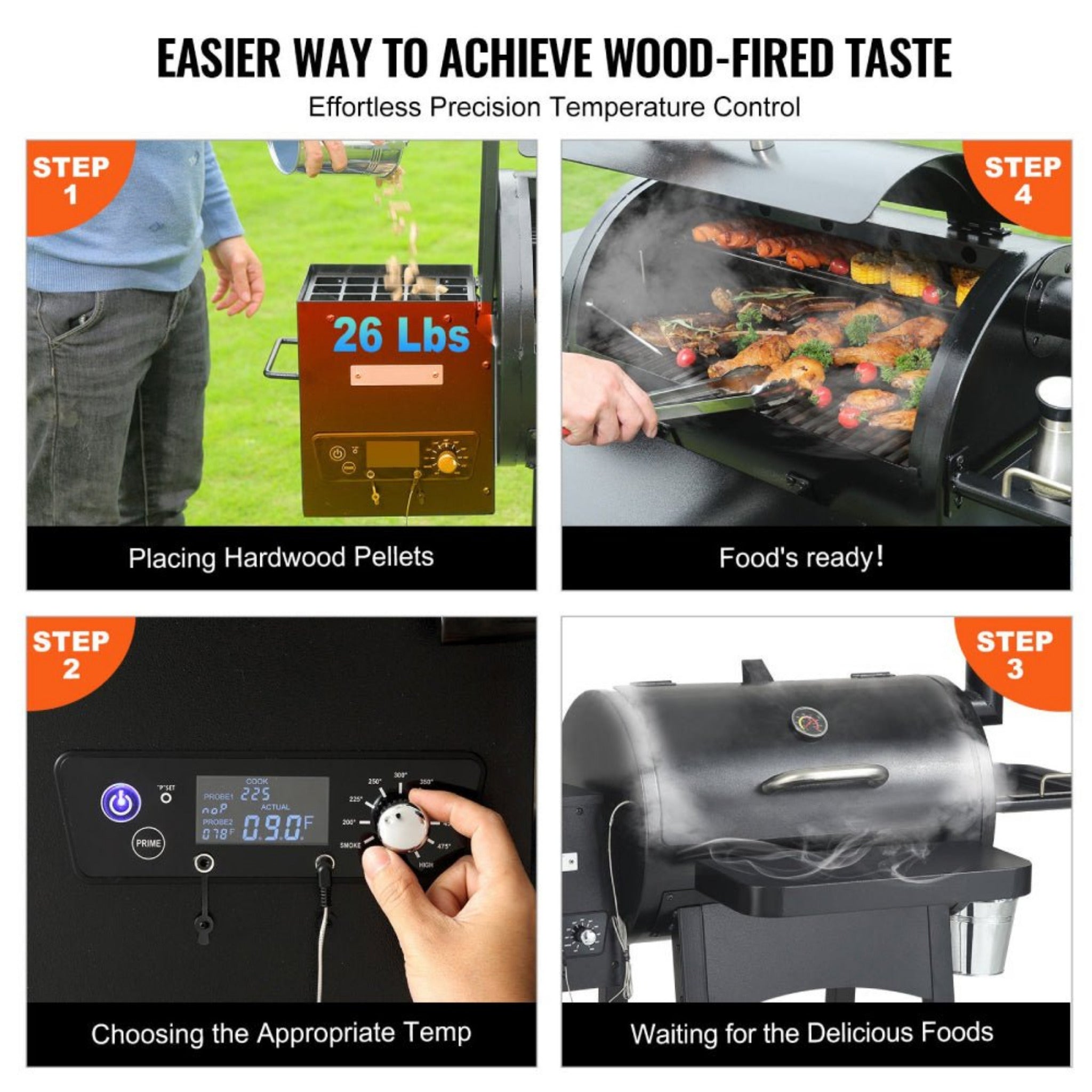 62" Heavy Duty Portable Wood Pellet BBQ Grill With Cart (SAK91308) - Energize Trek