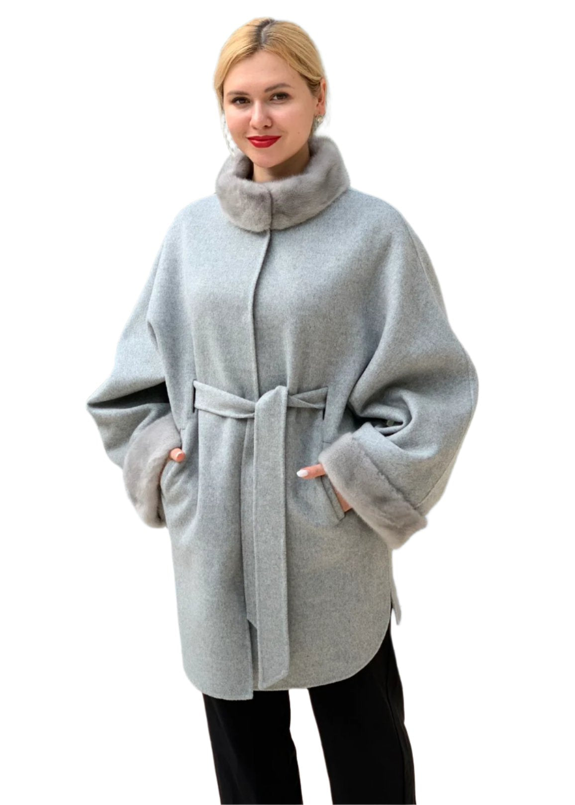 Genuine Scandinavian Mink Fur Virgin Wool Coat - Energize Trek