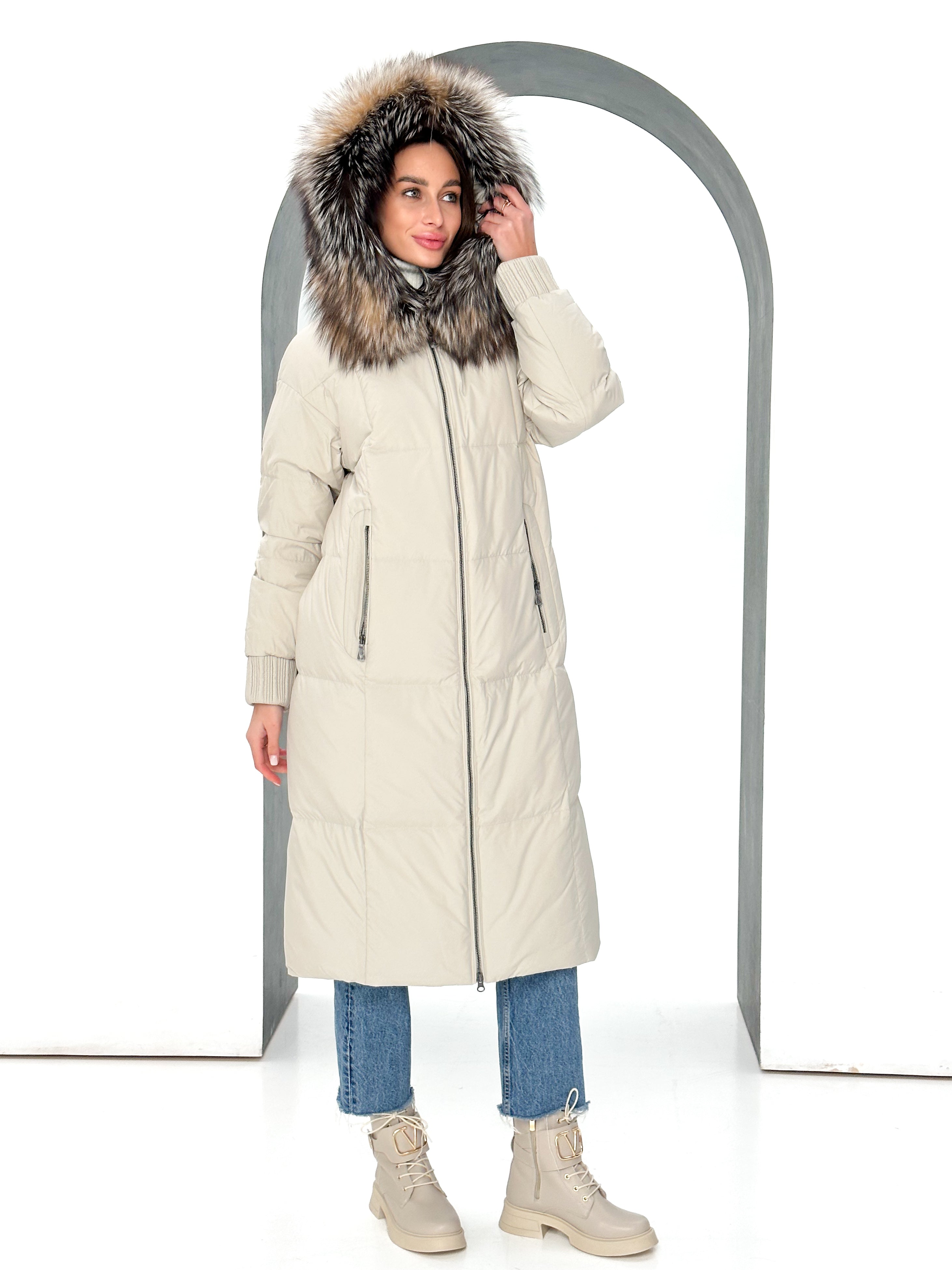 Alice Genuine Silver Fox Down Fill Coat - Energize Trek