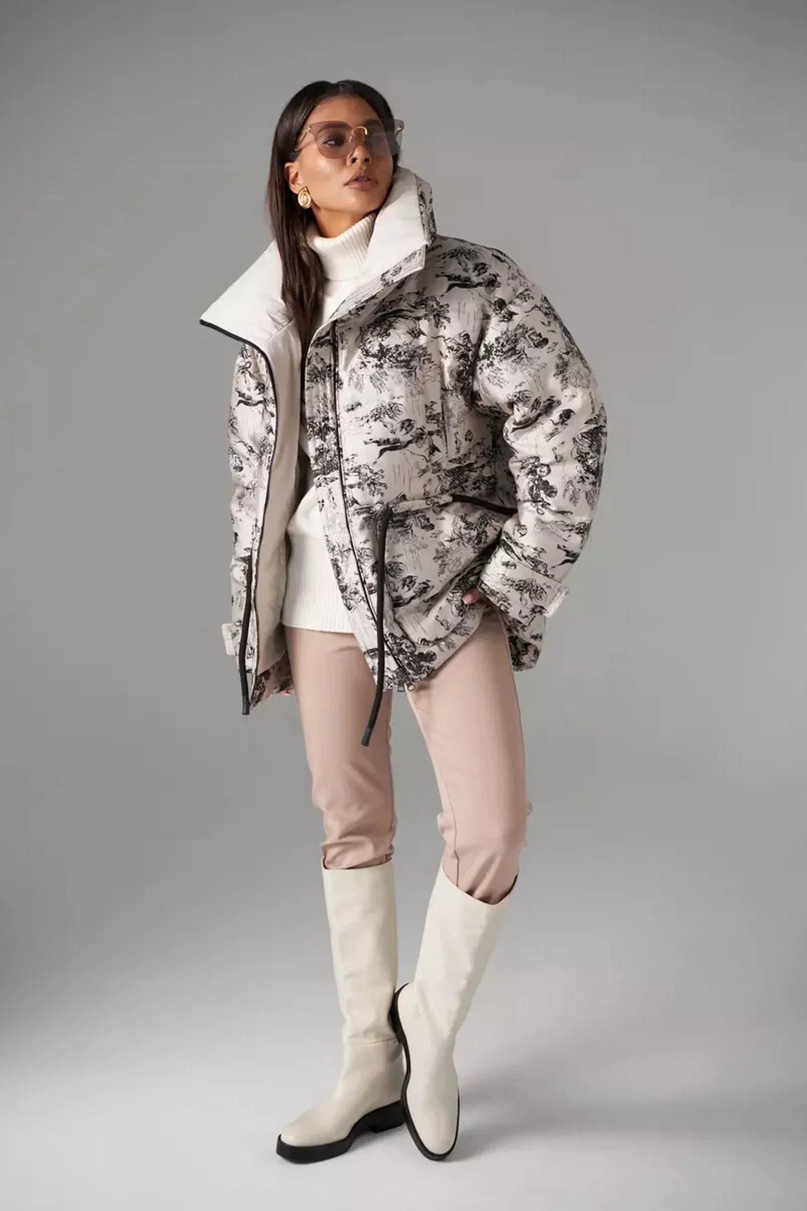 Monochrome Jacquard Down Fill Coat - Energize Trek