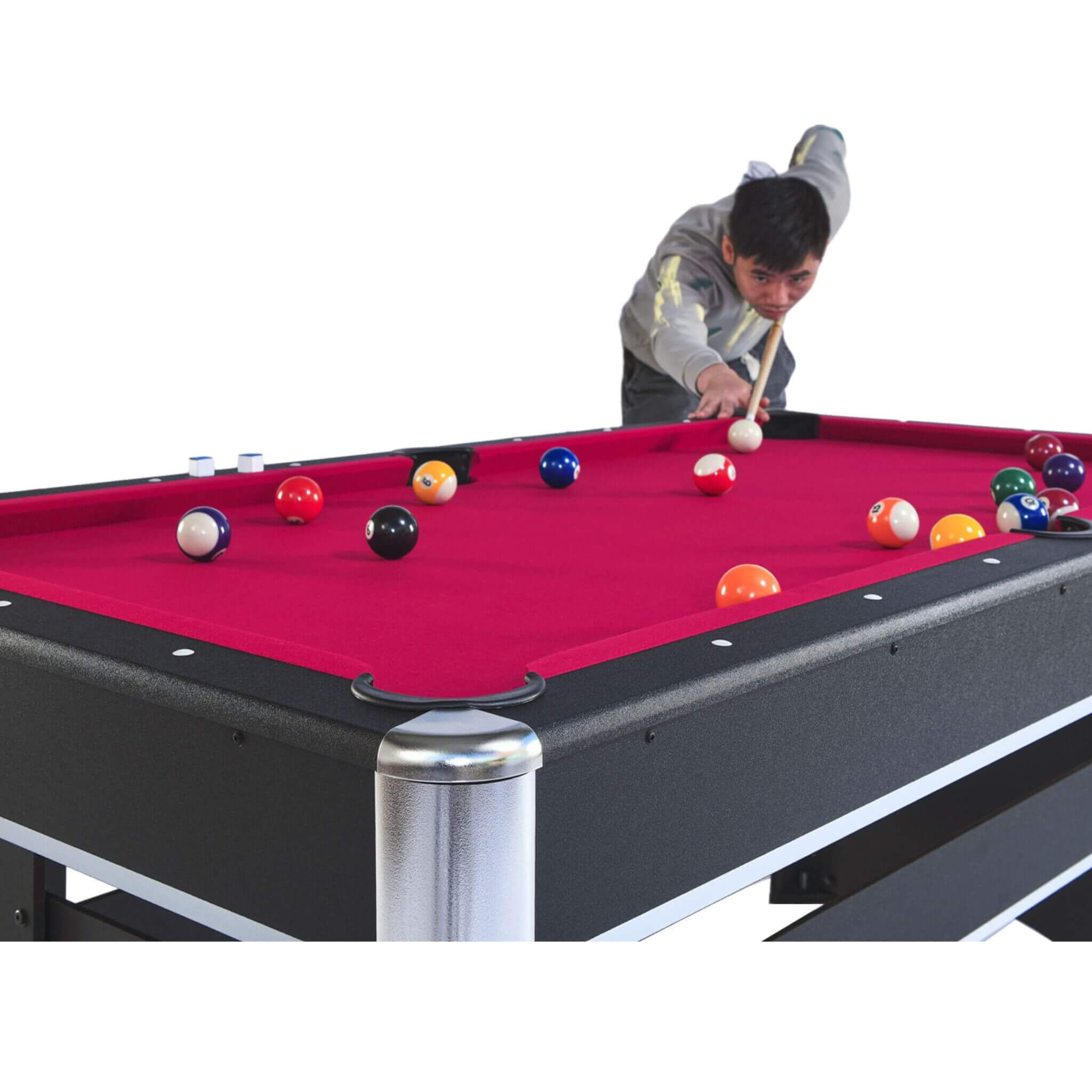 6FT Premium Wooden Multifunctional Pool Table With Table Tennis Top (SAK62741) - Energize Trek