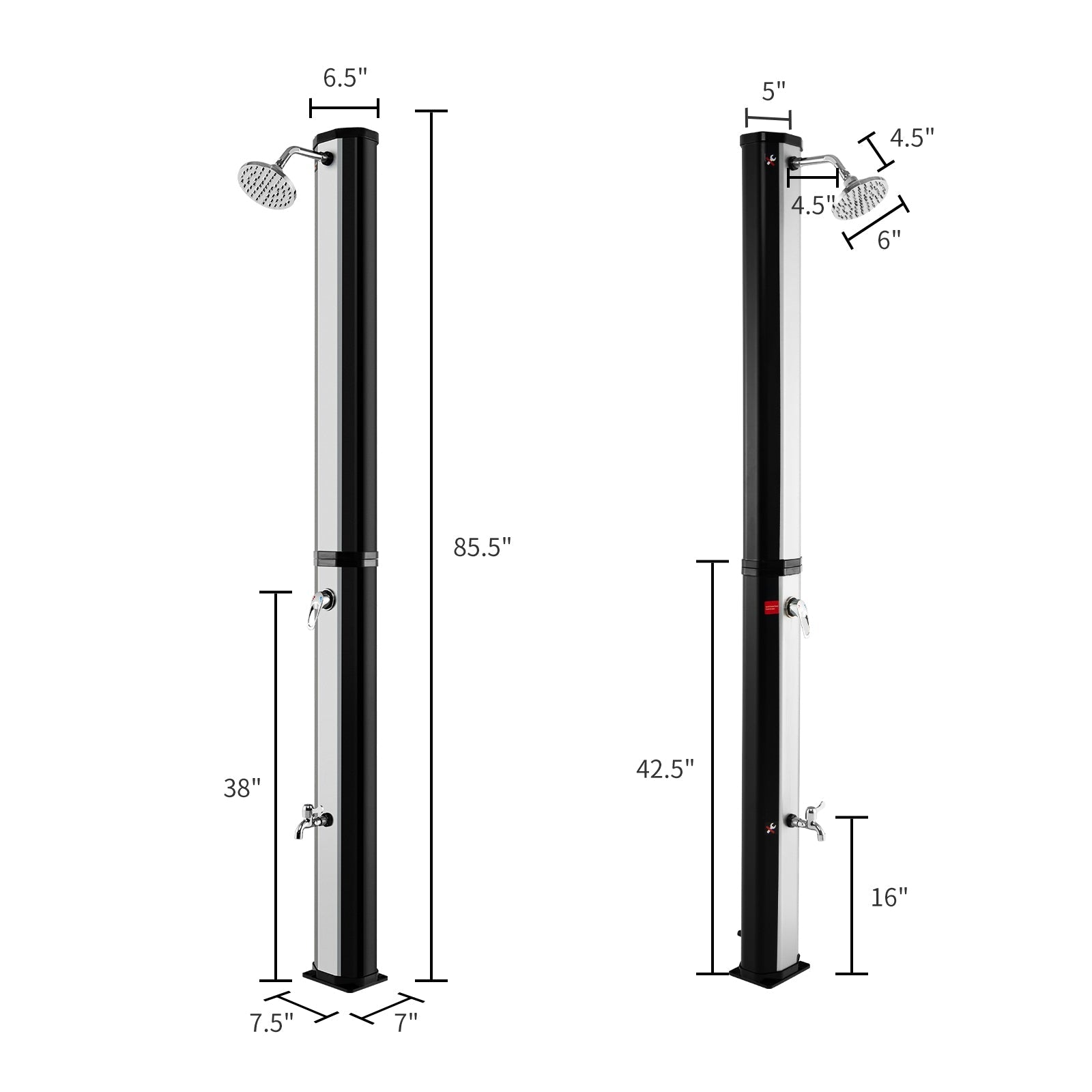 7.2 Feet 9.3 Gallon Solar Heated Shower with Adjustable Head and Foot Tap - Energize Trek