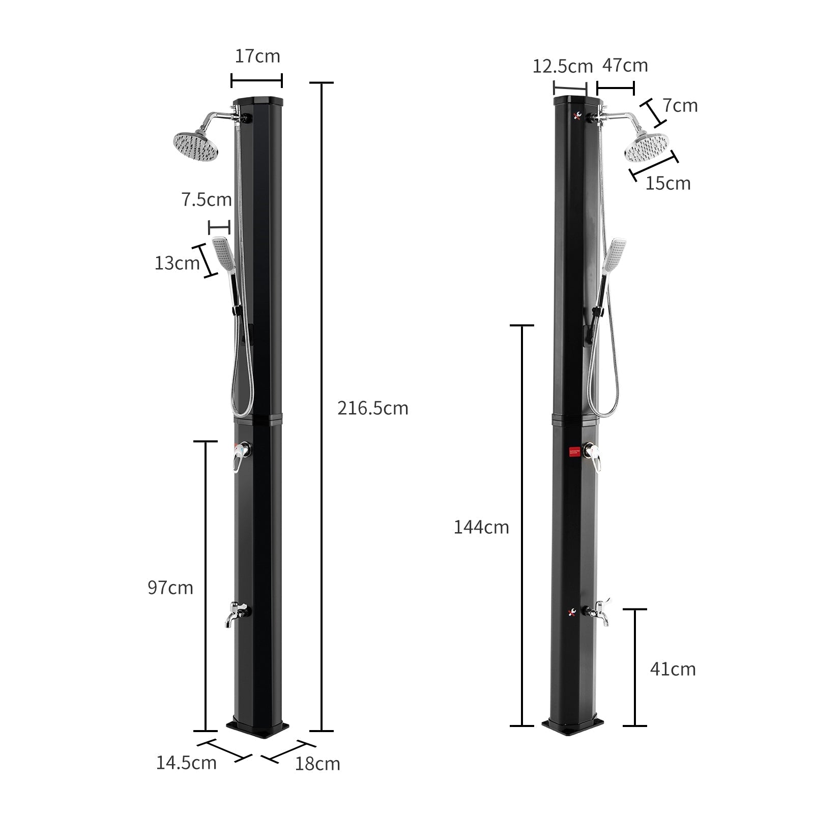 7.2 Feet 9.3 Gallon Solar Heated Shower with Hand and Foot Tap - Energize Trek
