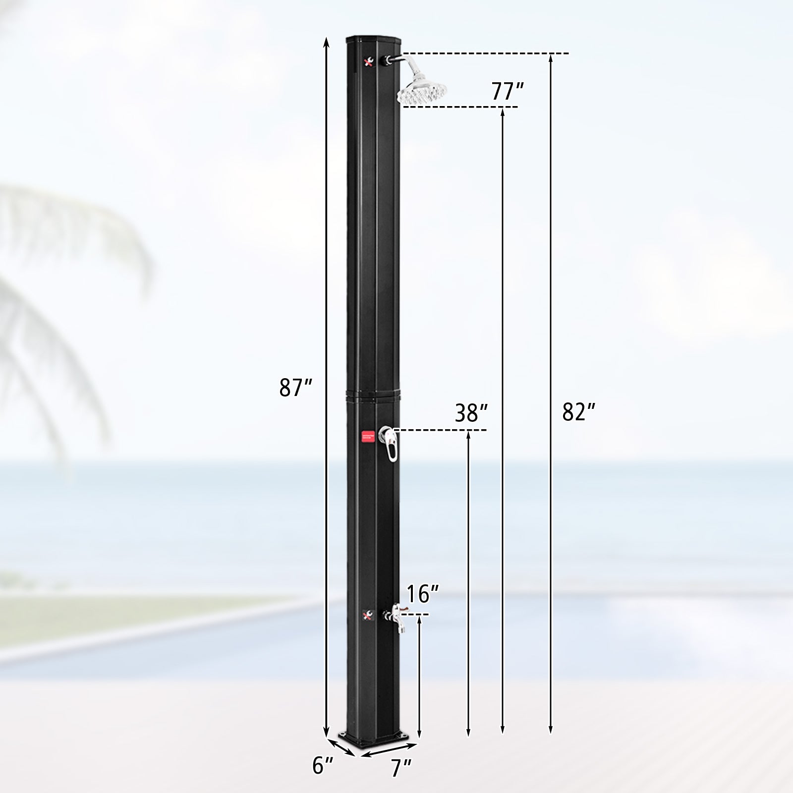 7.2 Feet Adjustable Outdoor Solar Heating Shower Head - Energize Trek