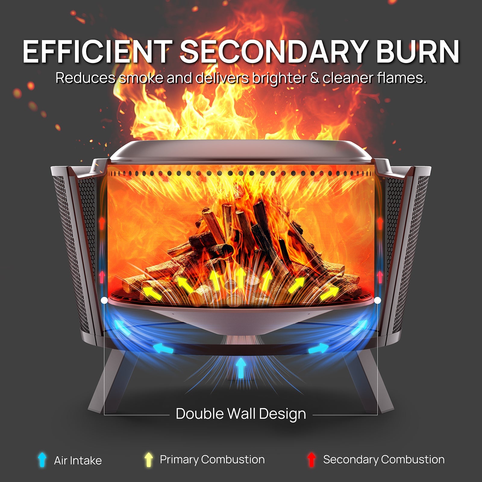 Fireside Pluto R29 Outdoor Fire Pit  - Painted Black - Energize Trek