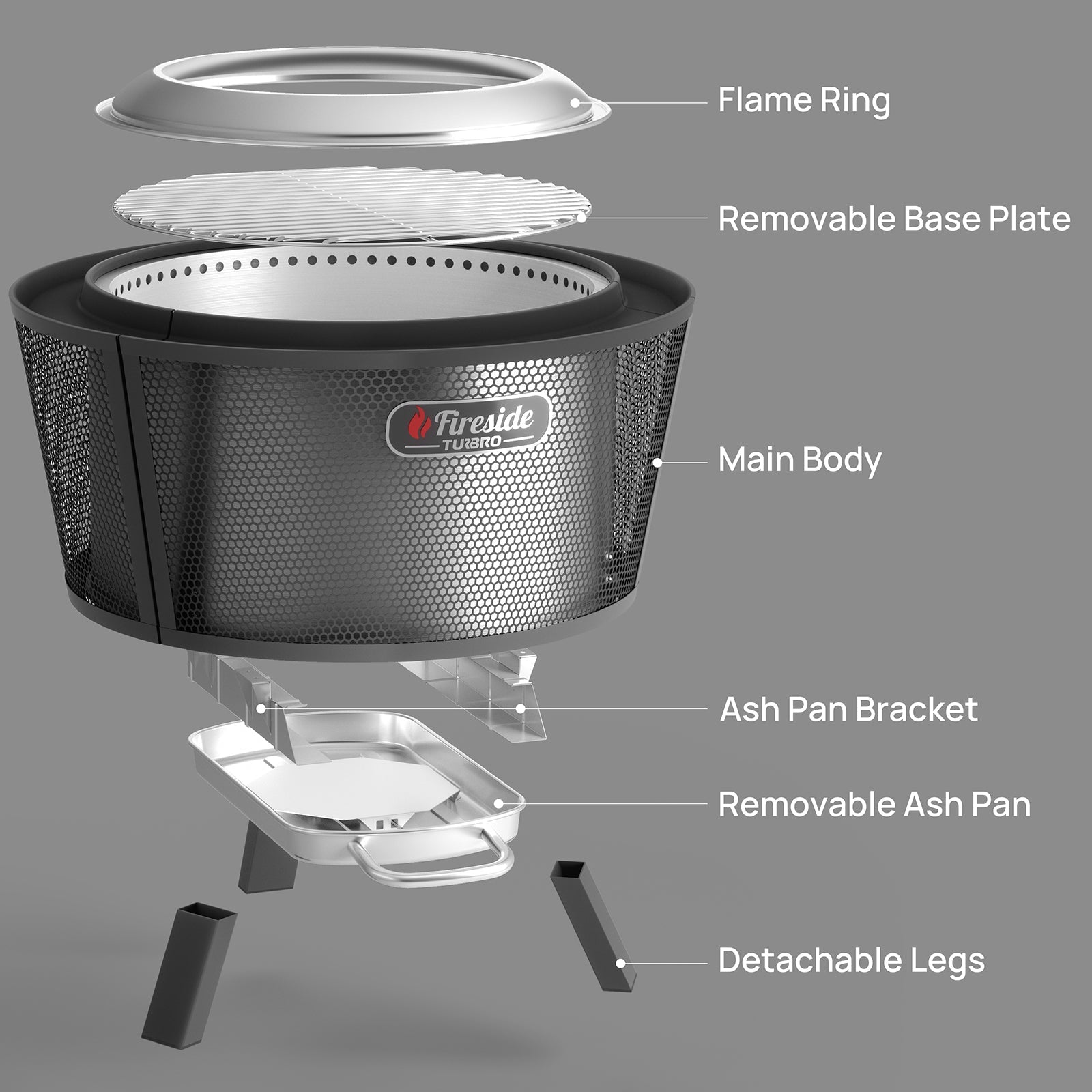 Fireside Pluto R29 Outdoor Fire Pit  - Painted Black - Energize Trek