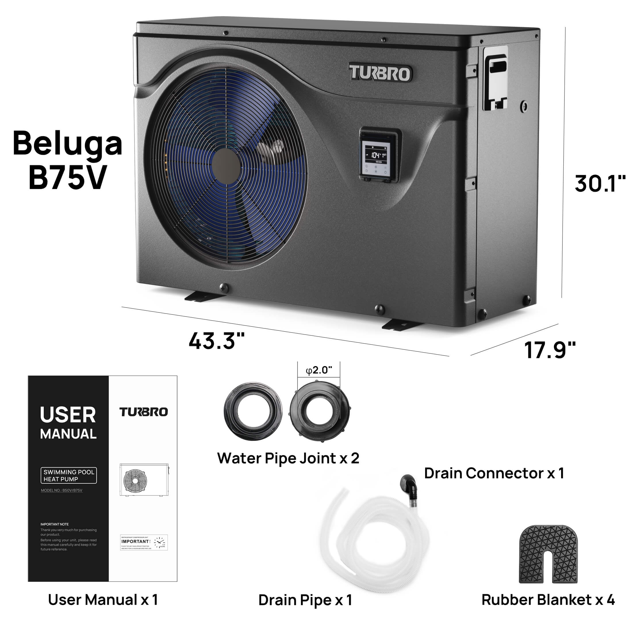 Beluga B50V/B75V Inverter Swimming Pool Heat Pump - Energize Trek