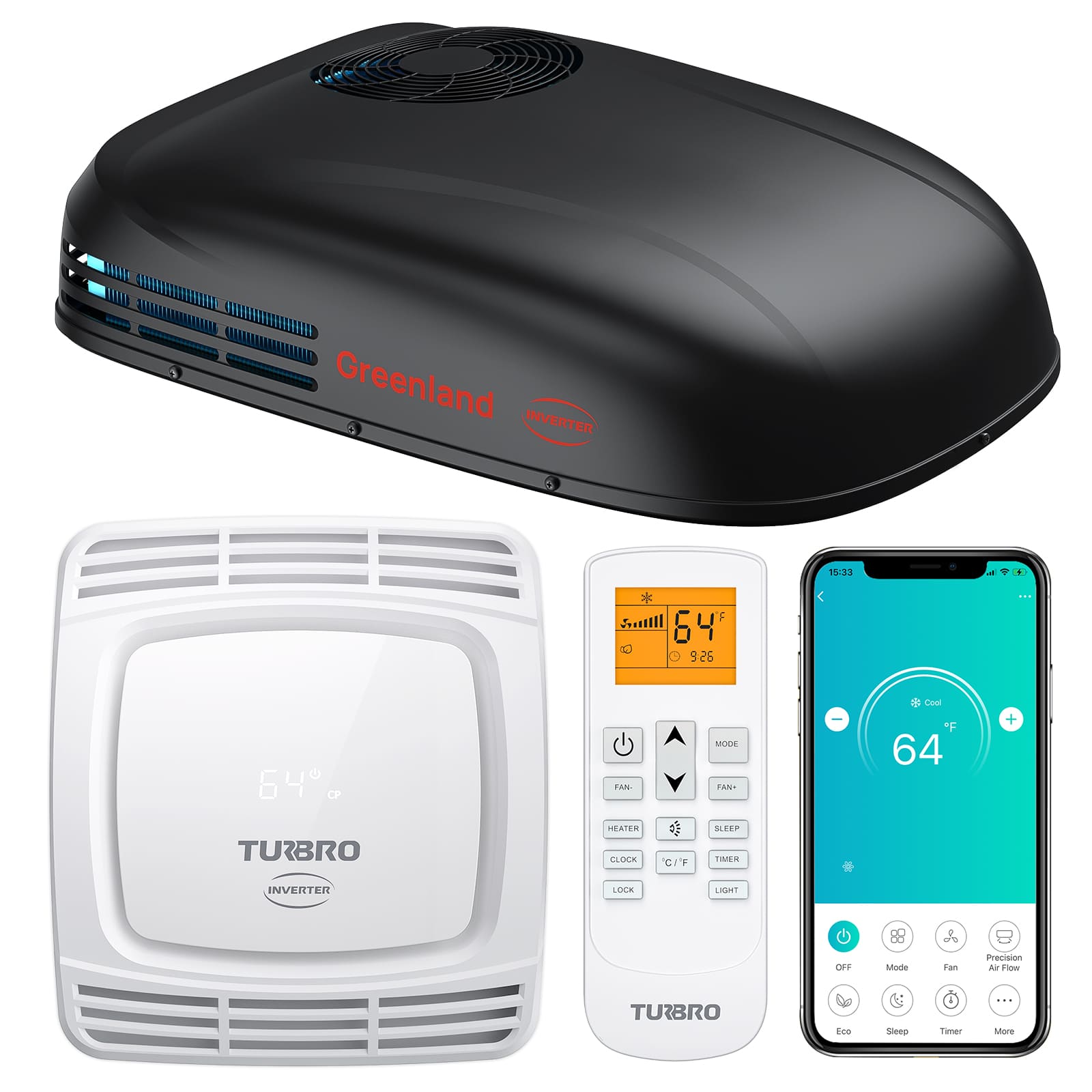 Greenland 13,500 BTU Inverter RV Air Conditioner with Heat Pump - Energize Trek