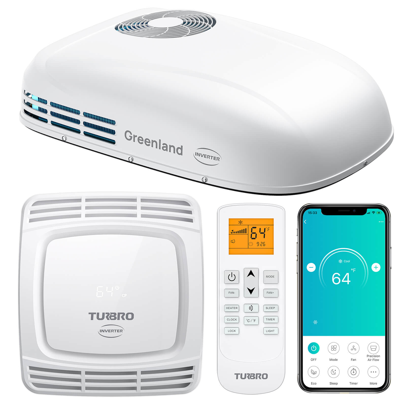 Greenland 13,500 BTU Inverter RV Air Conditioner with Heat Pump - Energize Trek