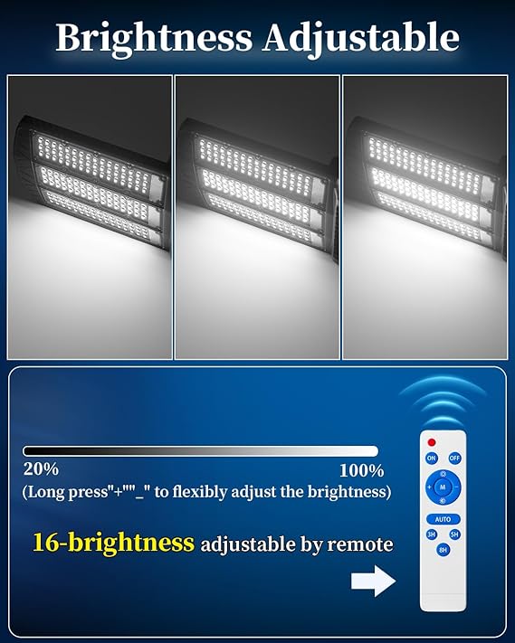 9500W Aluminum Solar Street Lights Outdoor, 500000LM High Powered Commercial Parking Lot Lights 6500K Dusk to Dawn with Remote - Energize Trek