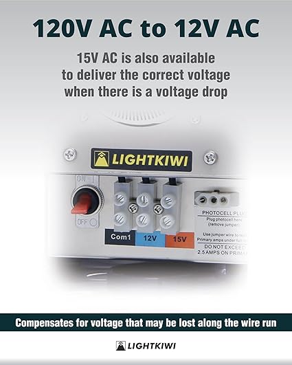 75 Watt Low Voltage Outdoor Landscape Lighting Transformer 120V AC to (12V-15V AC) Multi-Tap - Energize Trek