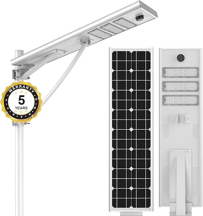 6000W Aluminum Frame LED Integrated Solar Street Light, IP65 Waterproof , Radar Sensor + Light Sensor, Dusk to Dawn Solar - Energize Trek