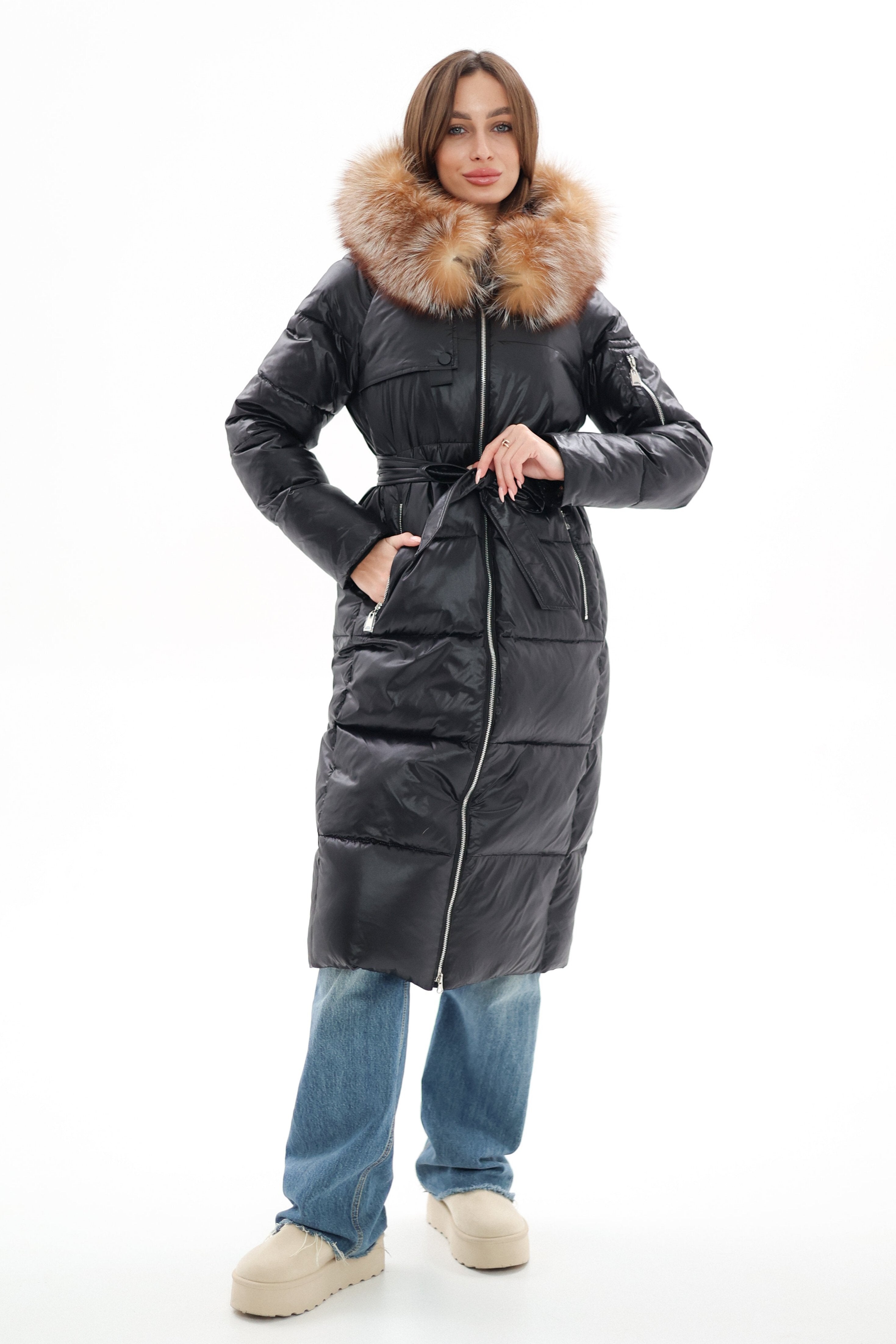 Genuine Silver Fox Fur Alternative Down Fill Coat - Energize Trek