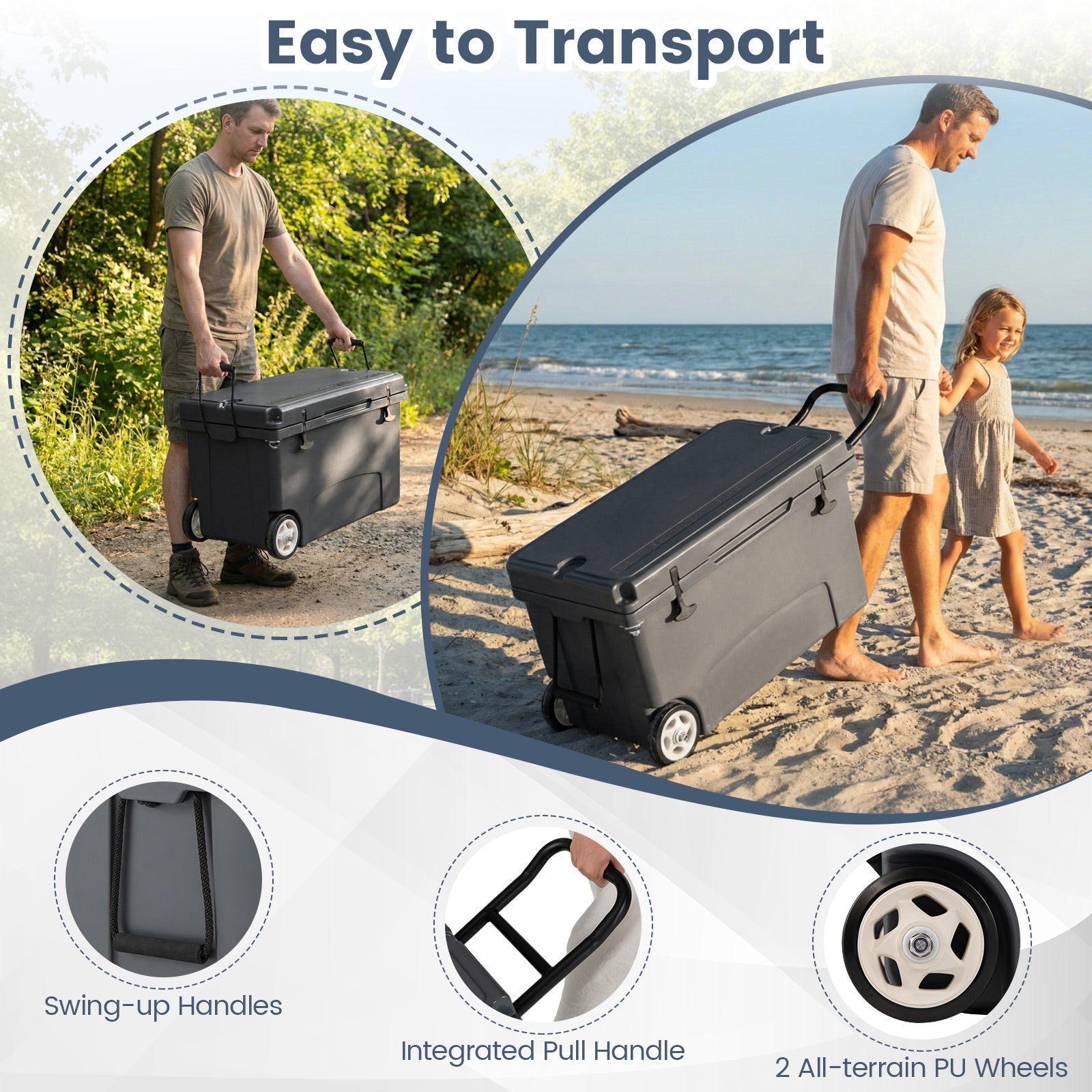 75 Quart Portable Hard Cooler with 6-Day Ice Retention and Wheels - Energize Trek