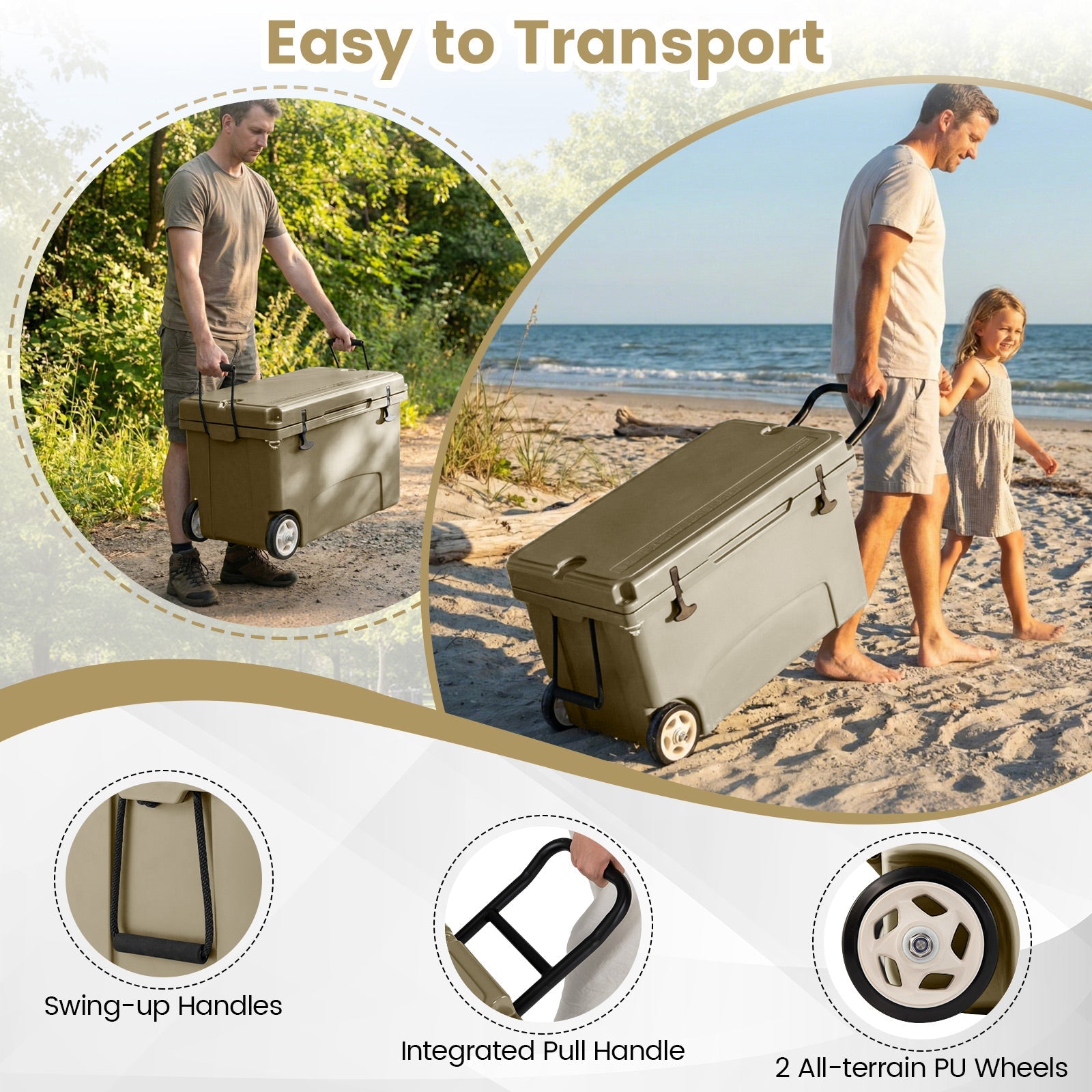 75 Quart Portable Hard Cooler with 6-Day Ice Retention and Wheels - Energize Trek