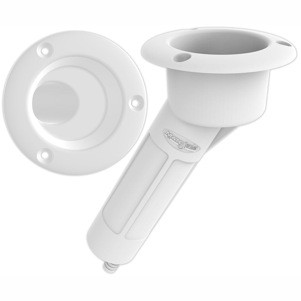 Mate Series Plastic 30 Rod  Cup Holder  Drain  Round Top  White P1030DW
