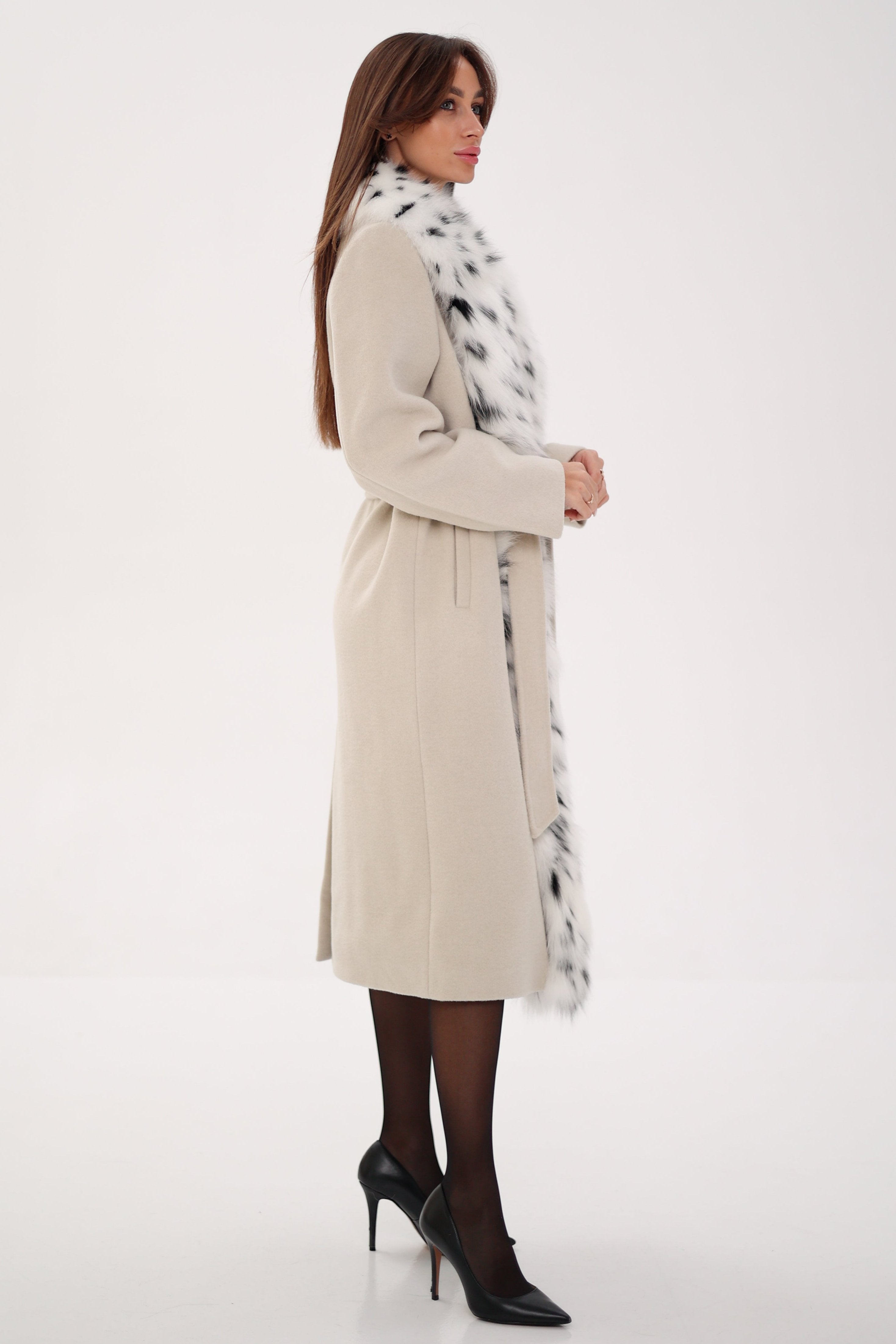 Genuine Arctic Fox Virgin Wool Wrap Coat - Energize Trek