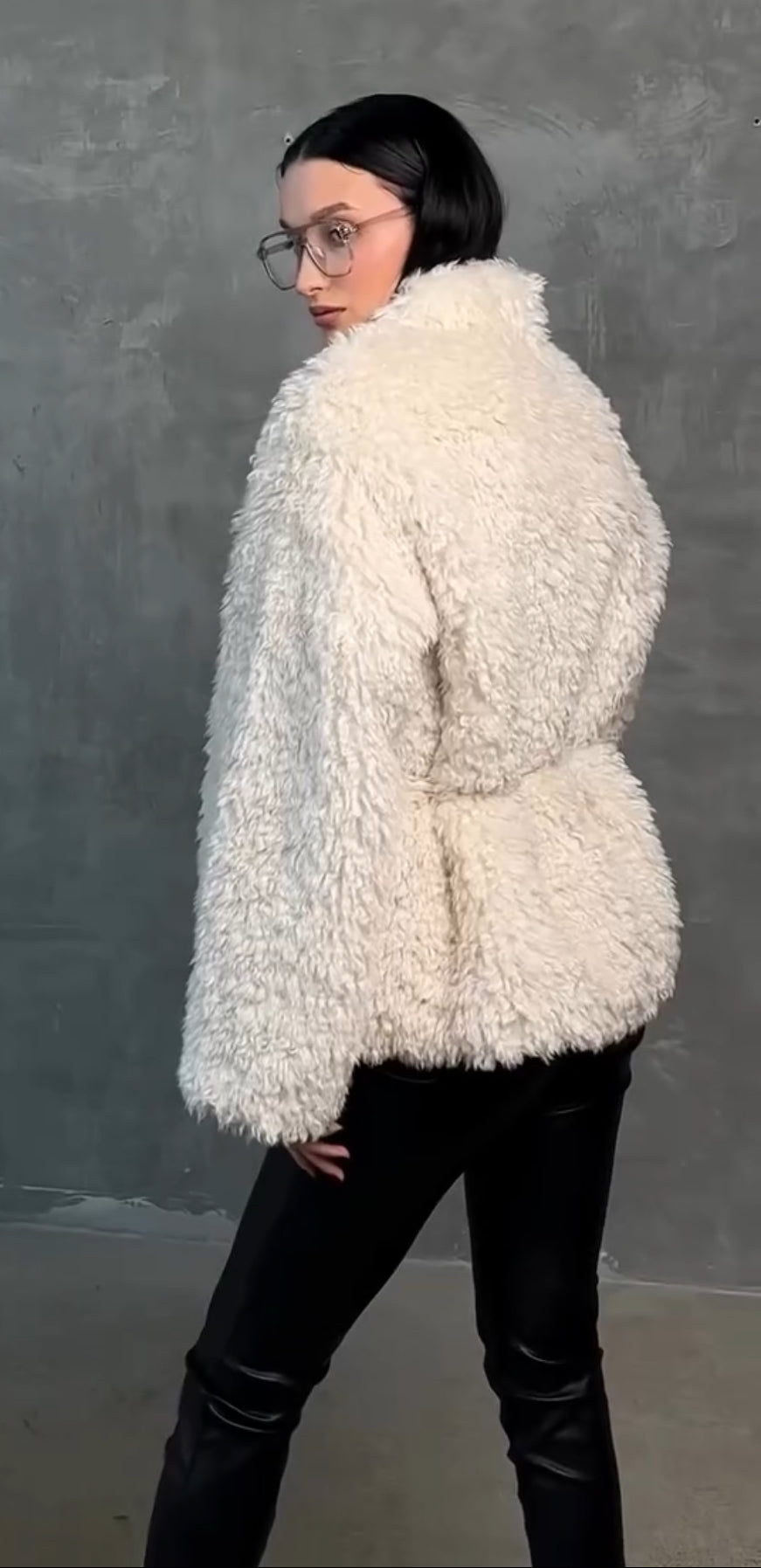 Faux Fur Coat with Leather Belt - Energize Trek