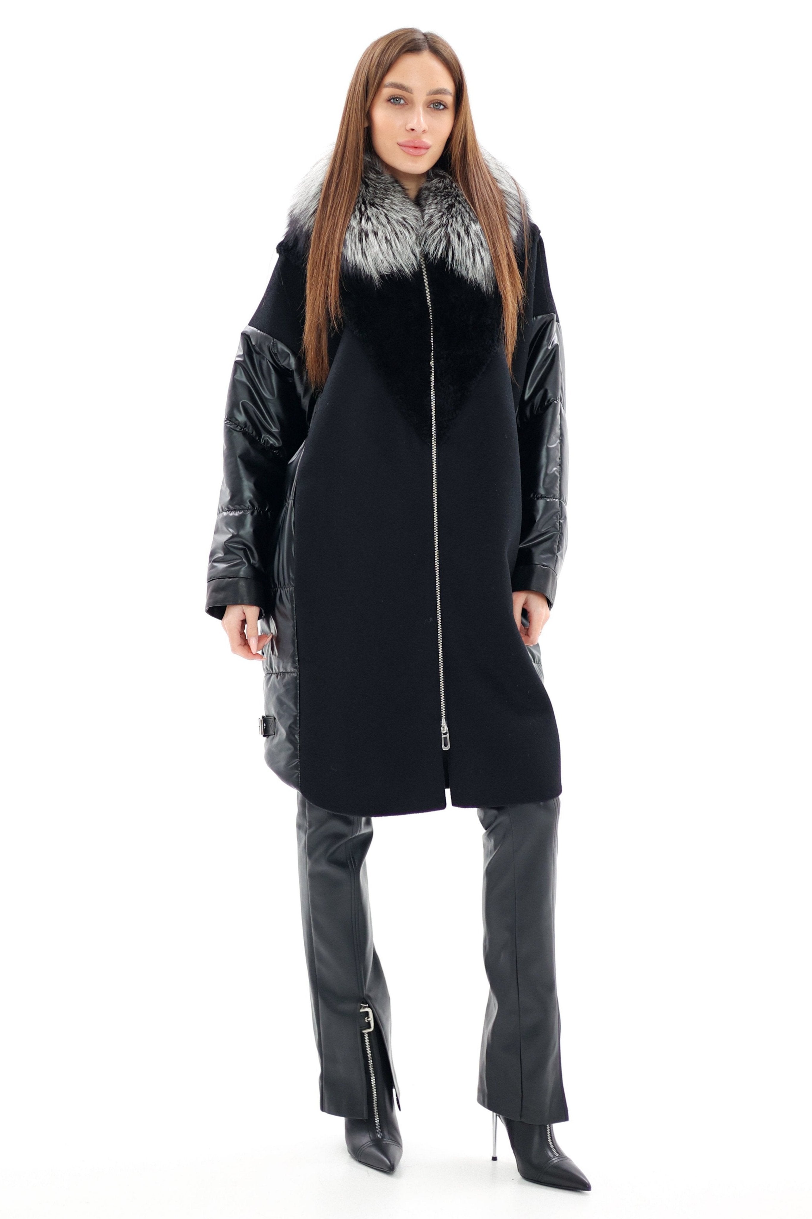 Genuine Silver Fox Fur Italian Cashmere Wool Freudenberg Comfortemp® Coat - Energize Trek
