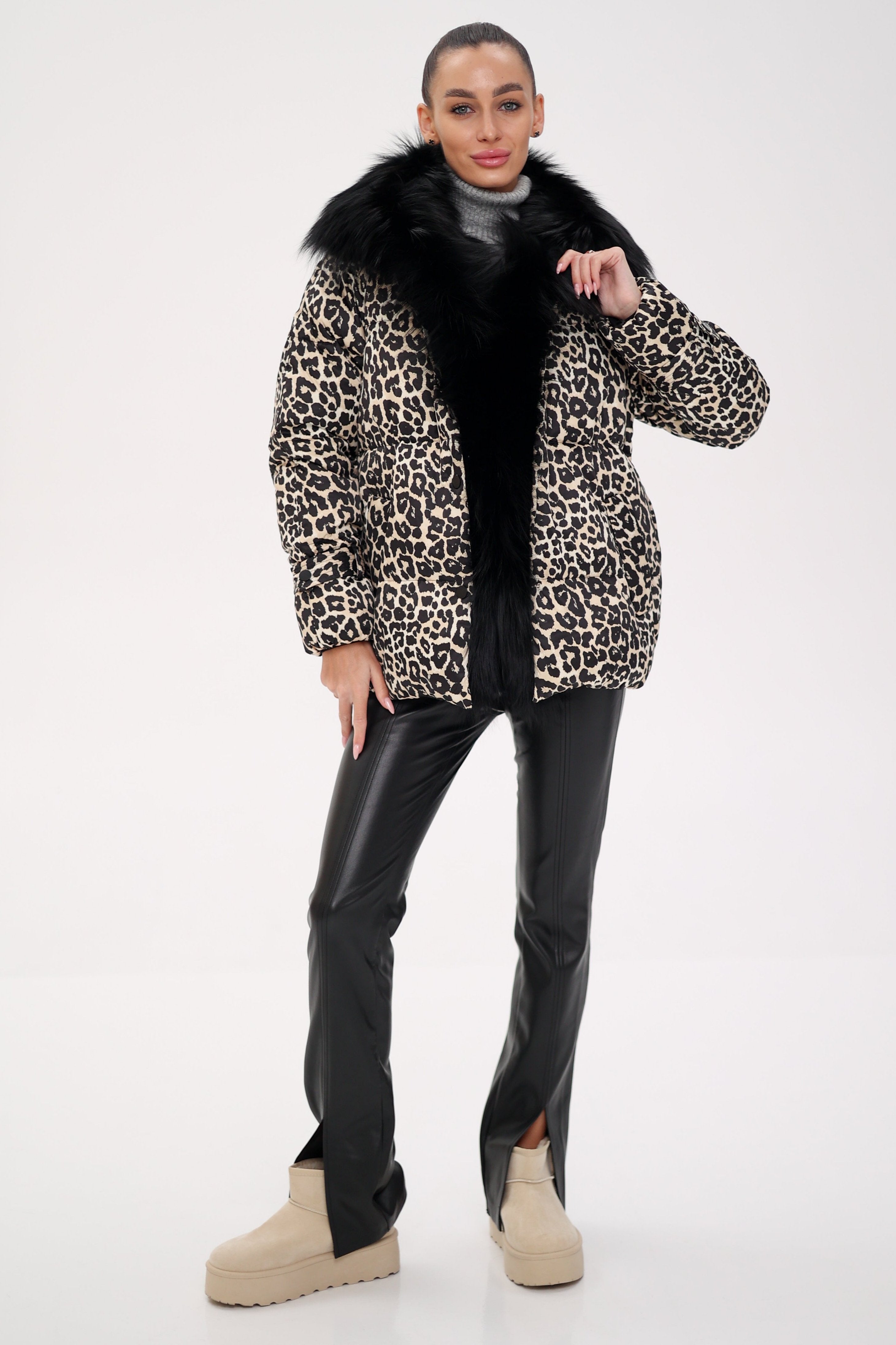 Genuine Polar Fox Leopard Luxe Down Parka - Energize Trek